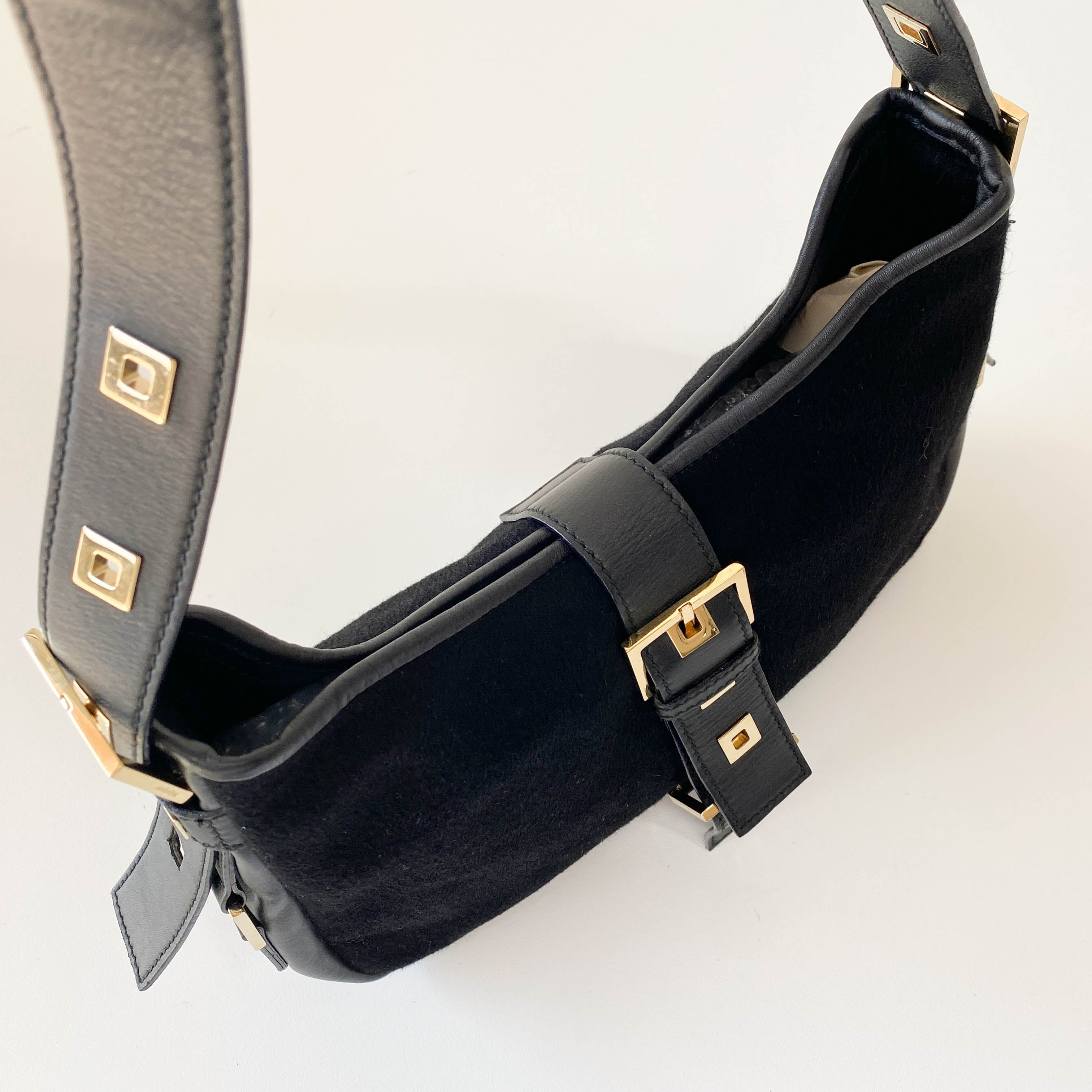 Archive YSL Black Cashmere Shoulder Bag