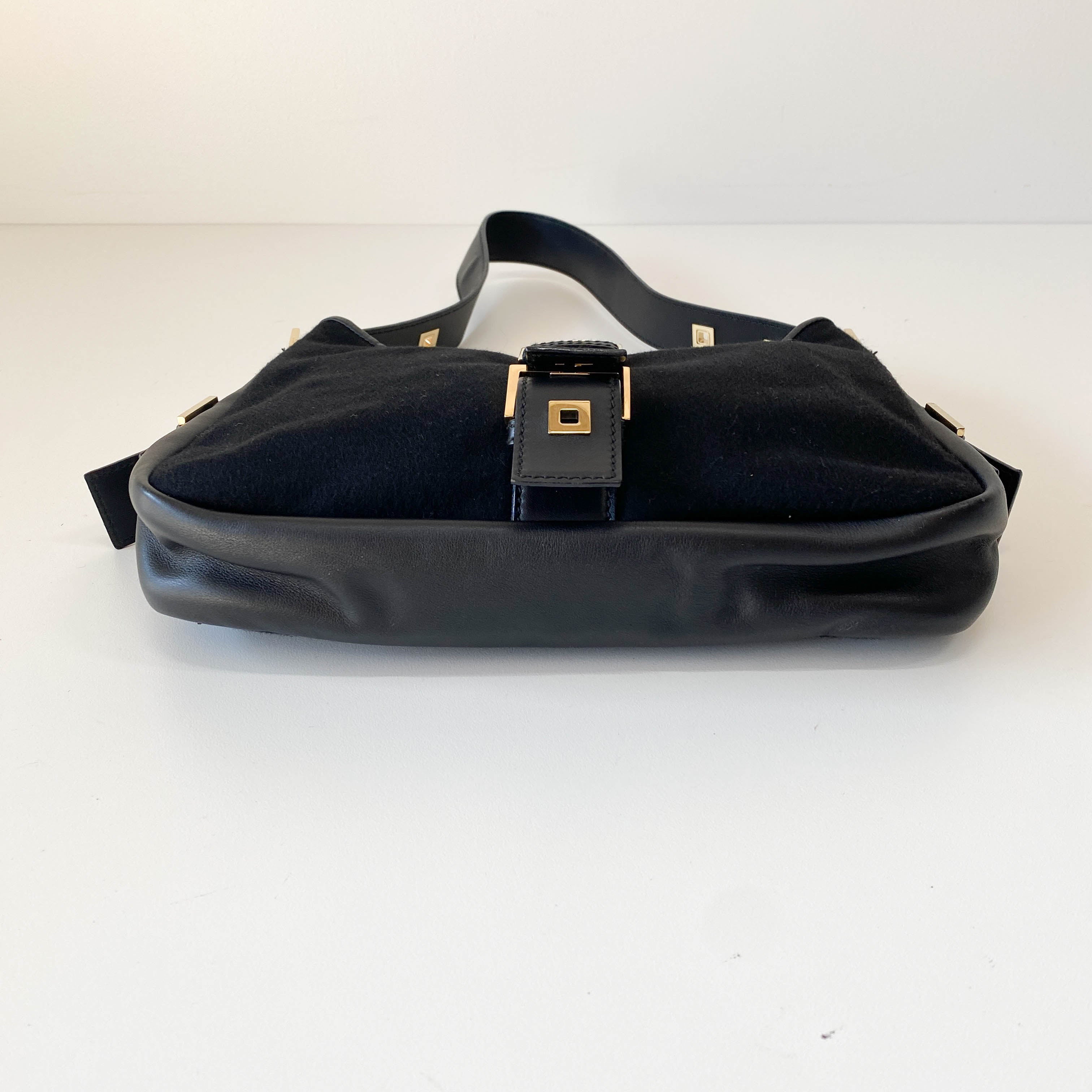 Archive YSL Black Cashmere Shoulder Bag