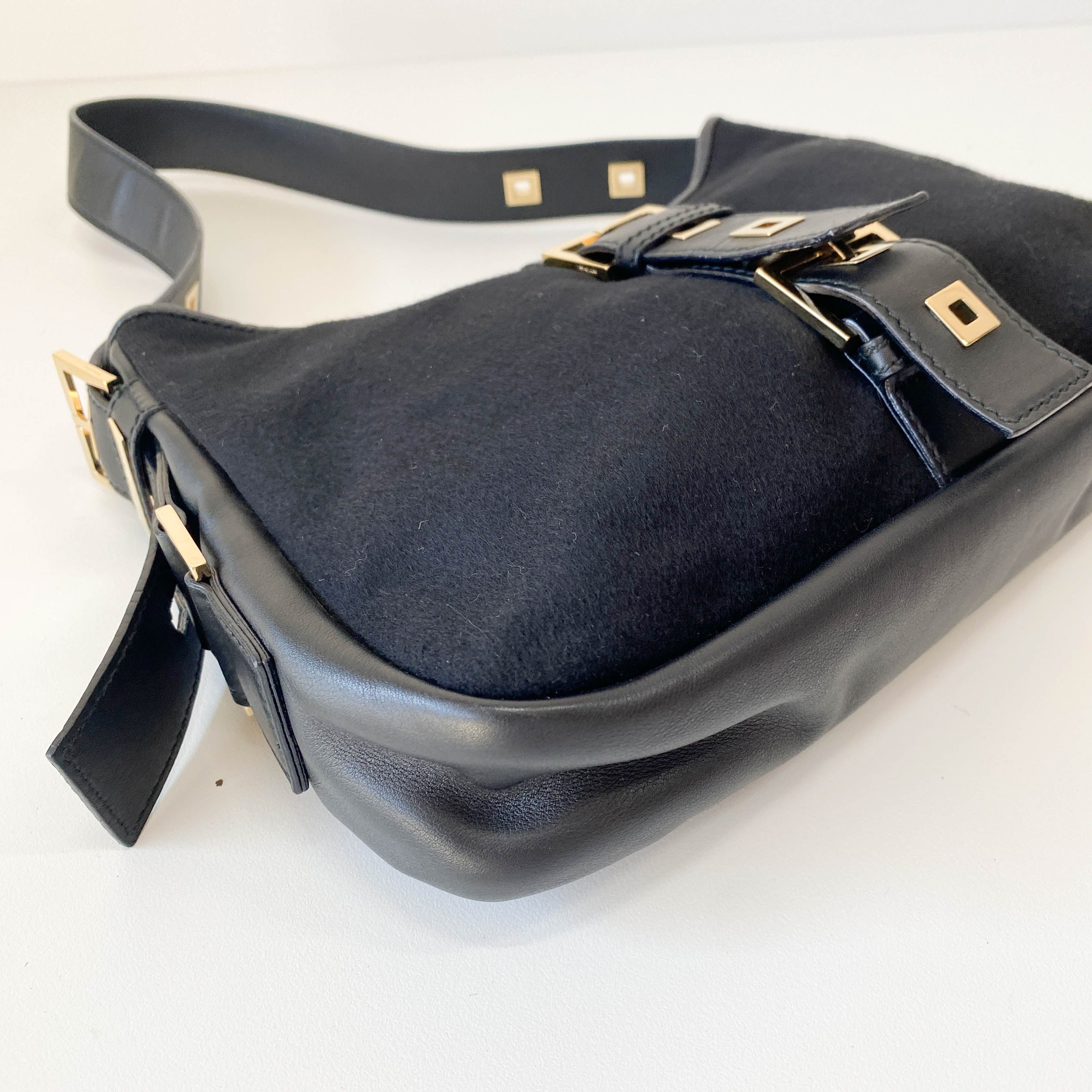 Archive YSL Black Cashmere Shoulder Bag