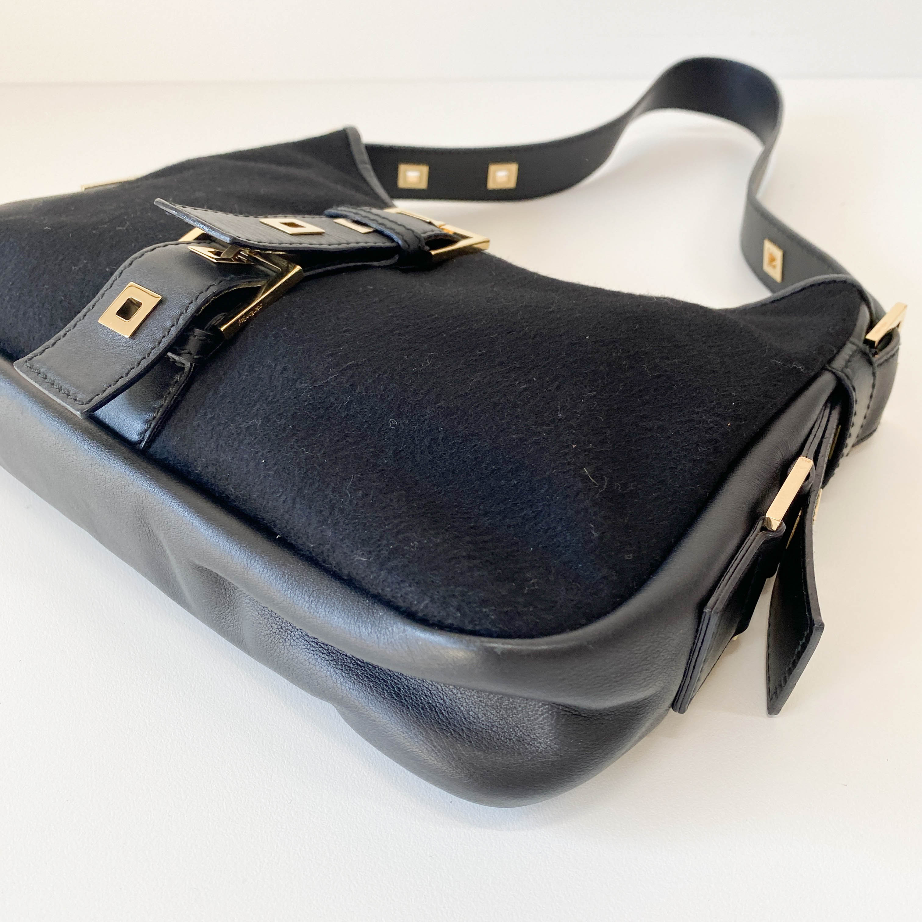 Archive YSL Black Cashmere Shoulder Bag