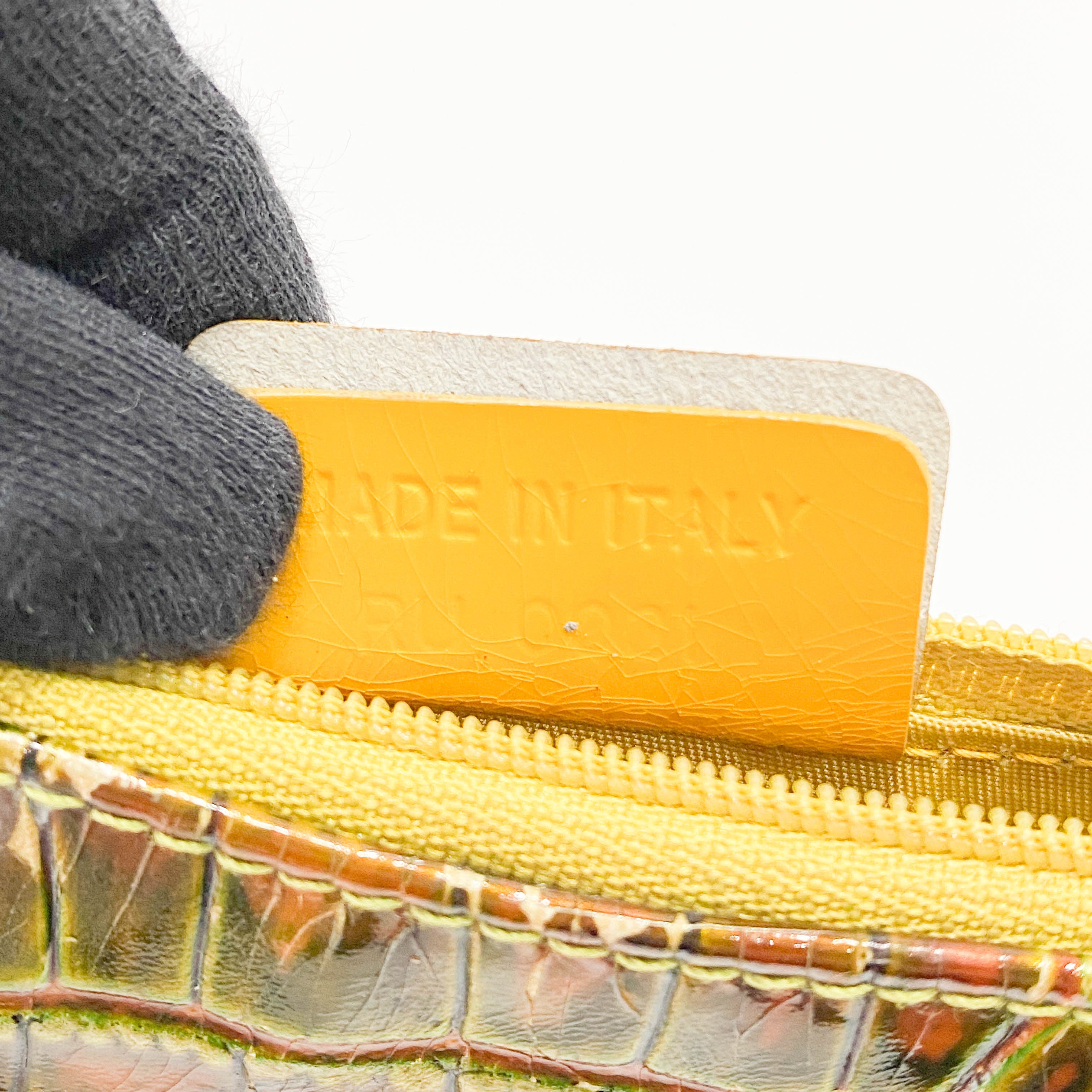 Saddle Yellow Embossed Leather Coin Case