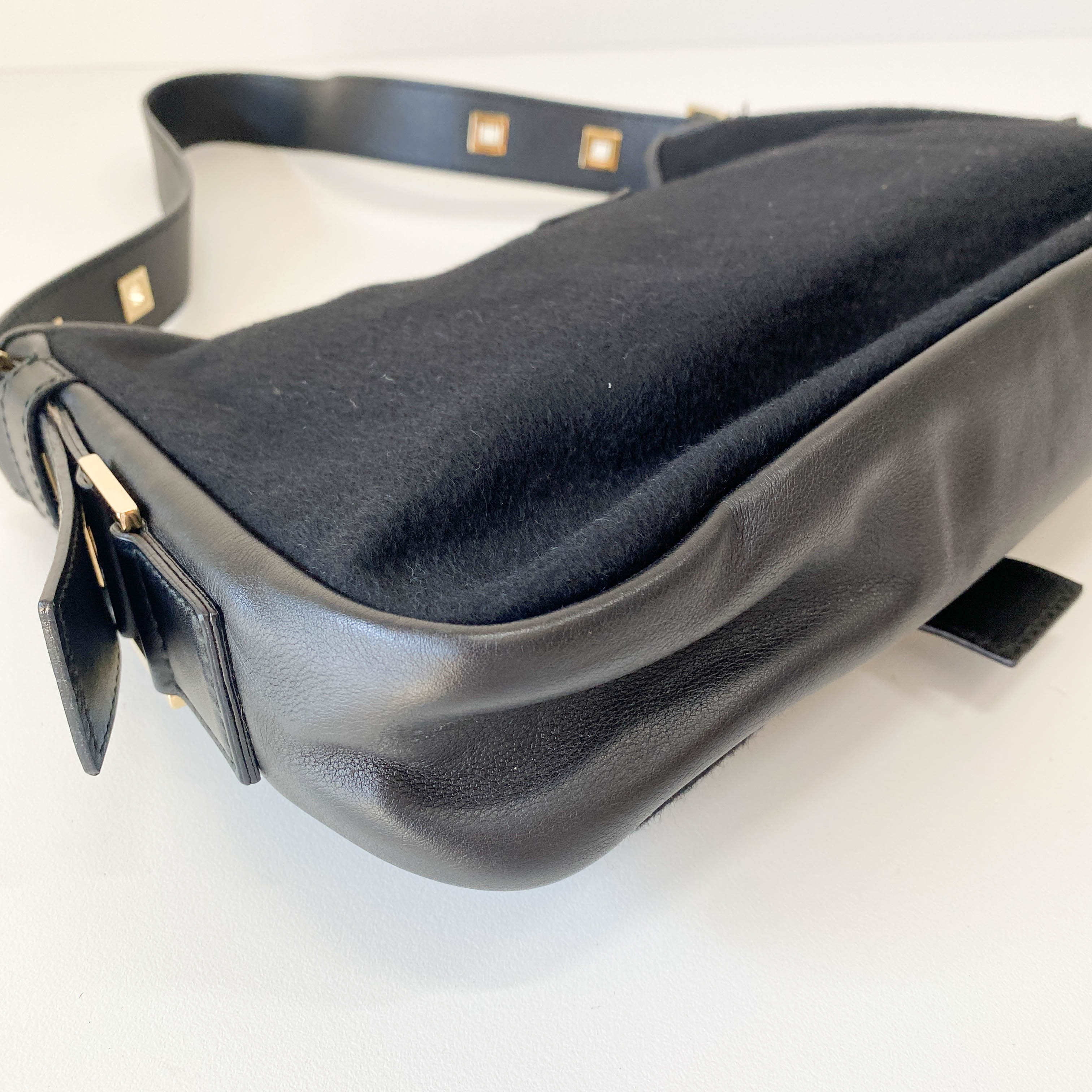 Archive YSL Black Cashmere Shoulder Bag