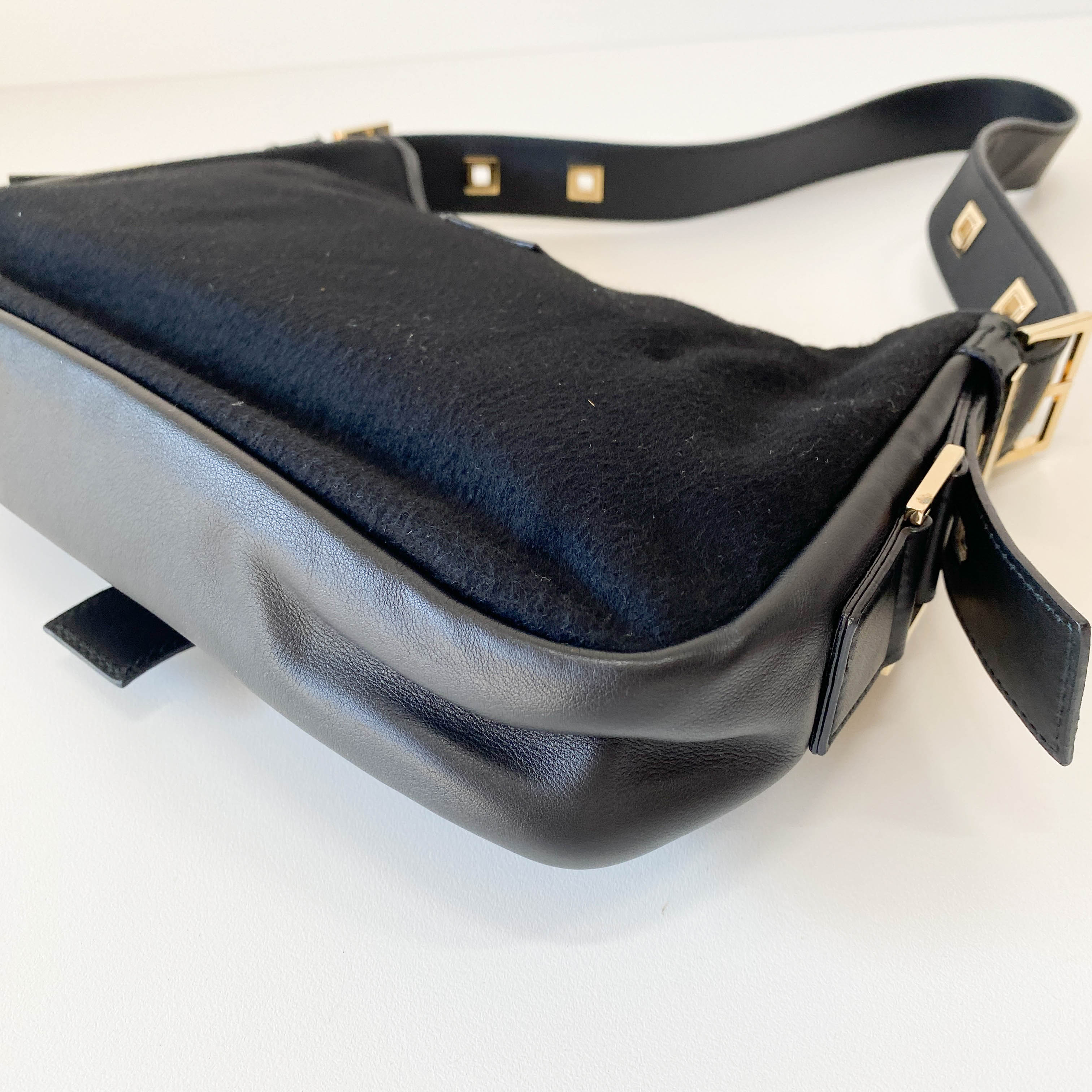 Archive YSL Black Cashmere Shoulder Bag