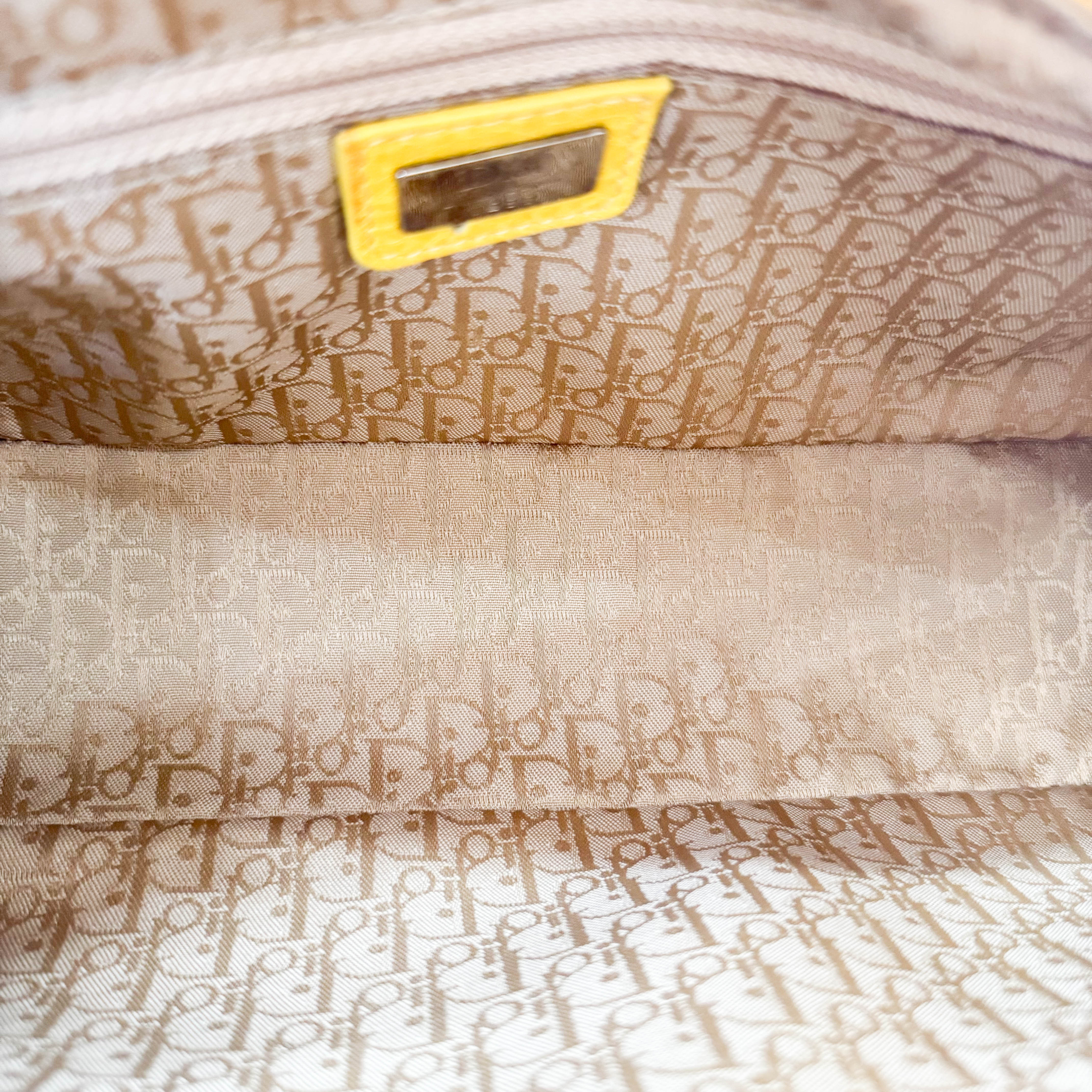 Flowers Embroidery in Straw and Yellow Leather Bag