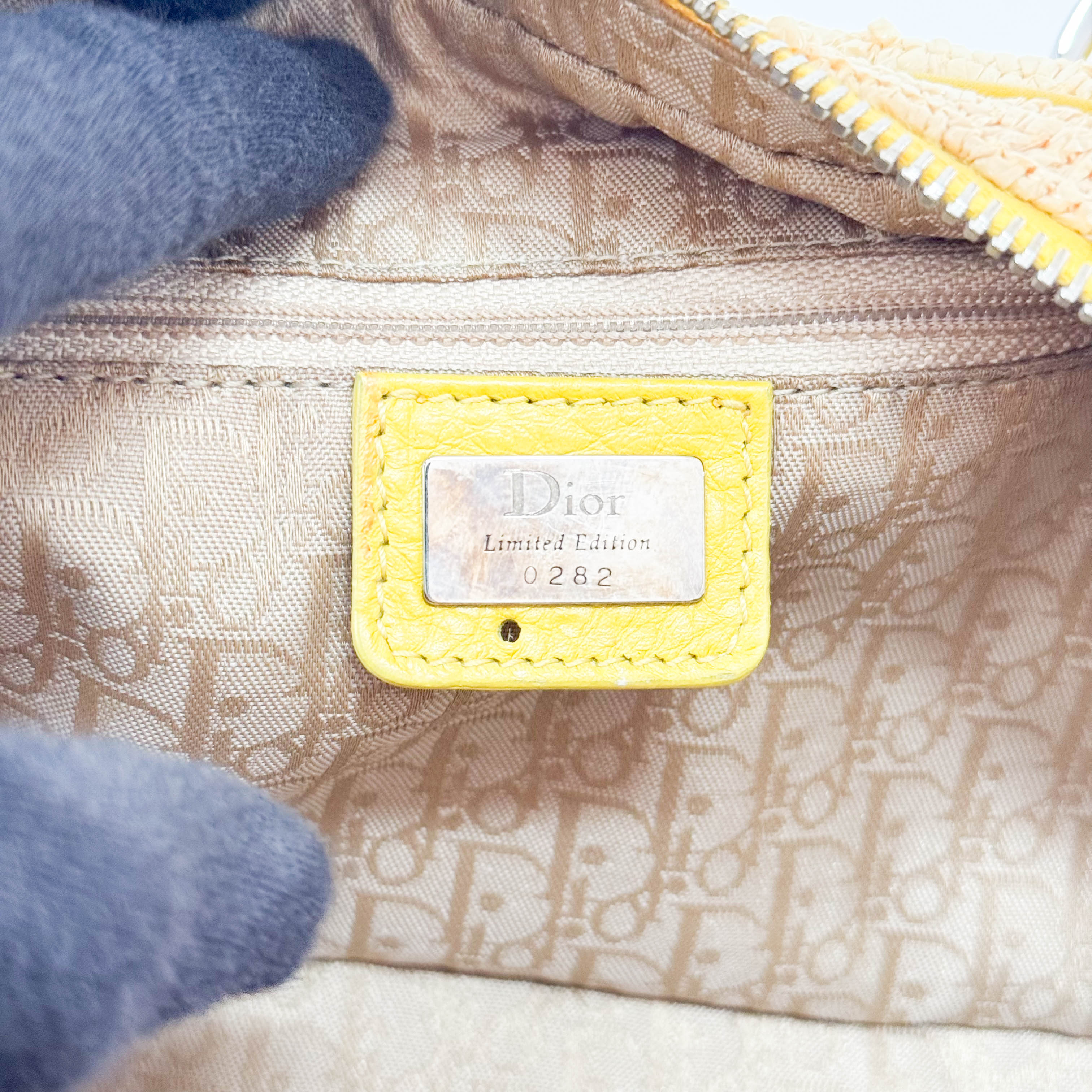 Flowers Embroidery in Straw and Yellow Leather Bag