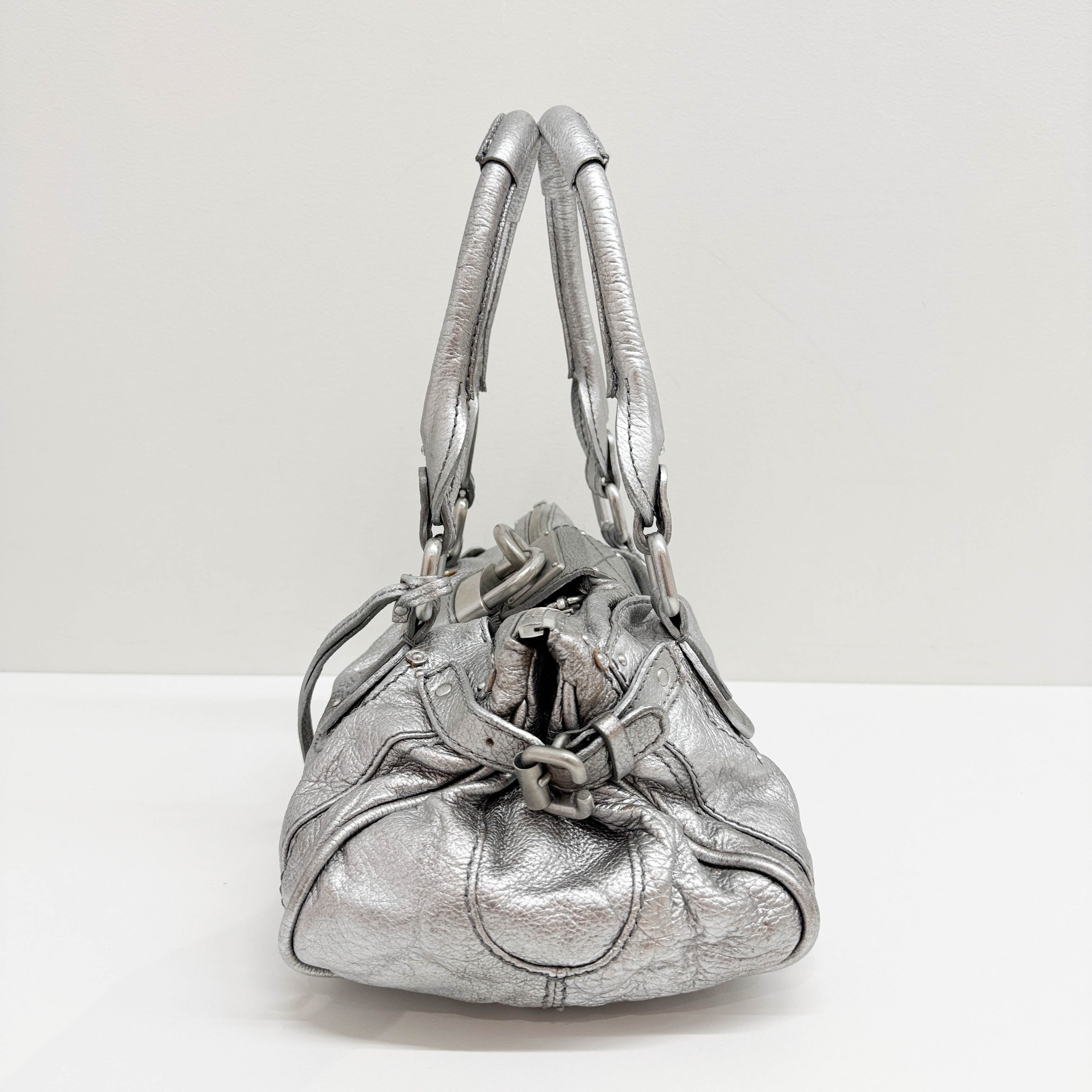 Paddington Silver Leather Shoulder Bag