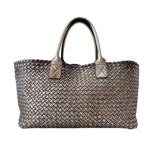 Intrecciato Gold Leather Tote Bag