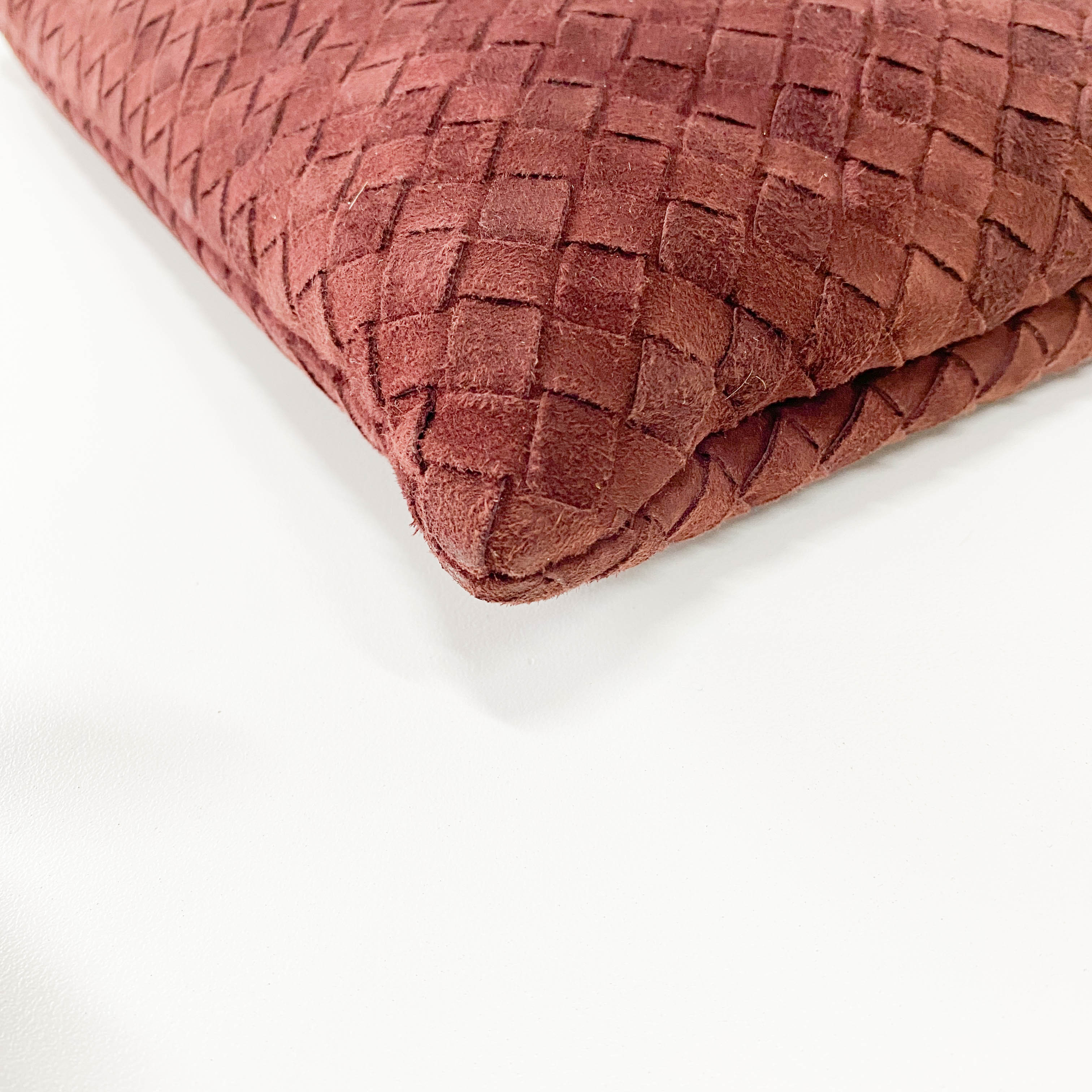 Intrecciato Brown Suede Shoulder Bag