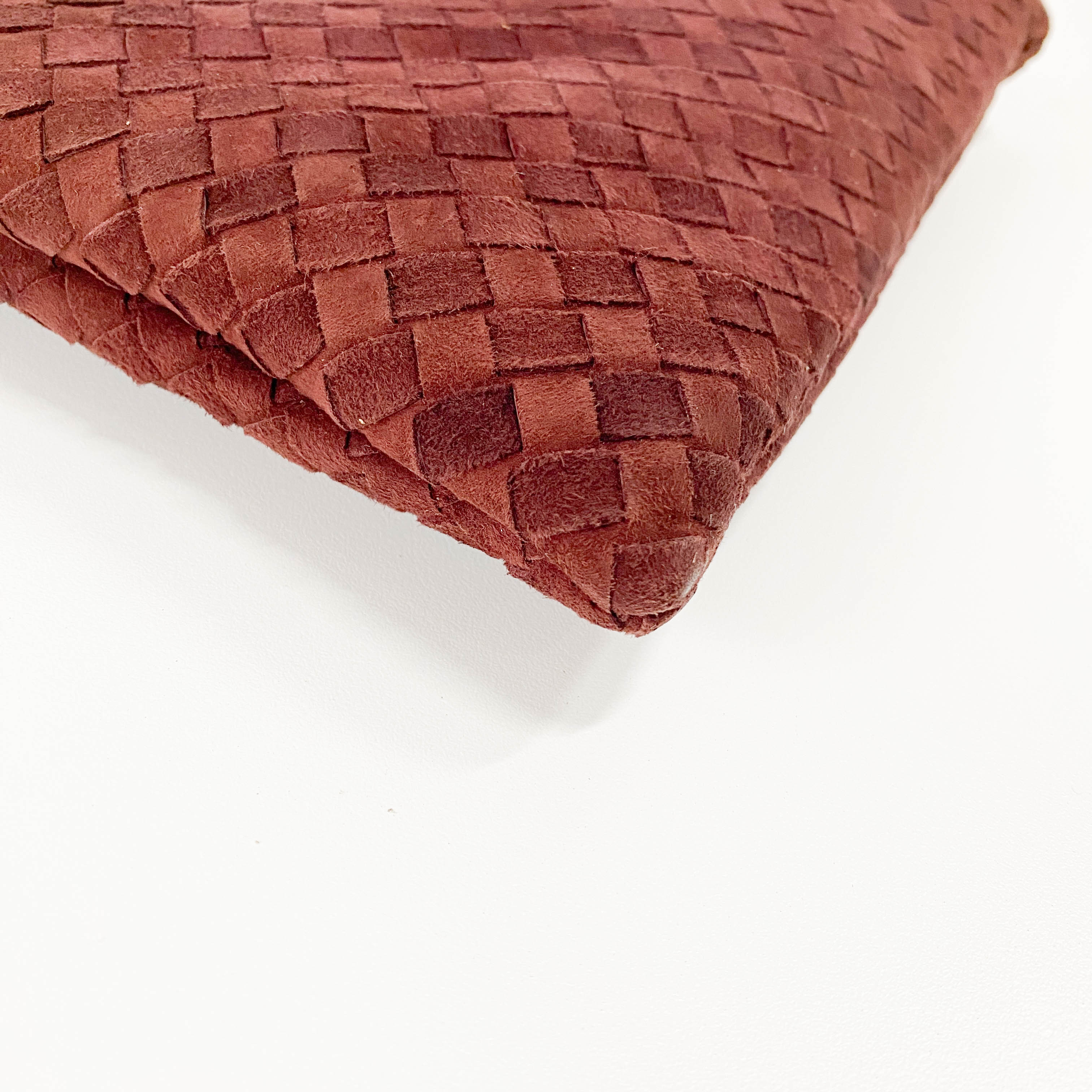 Intrecciato Brown Suede Shoulder Bag