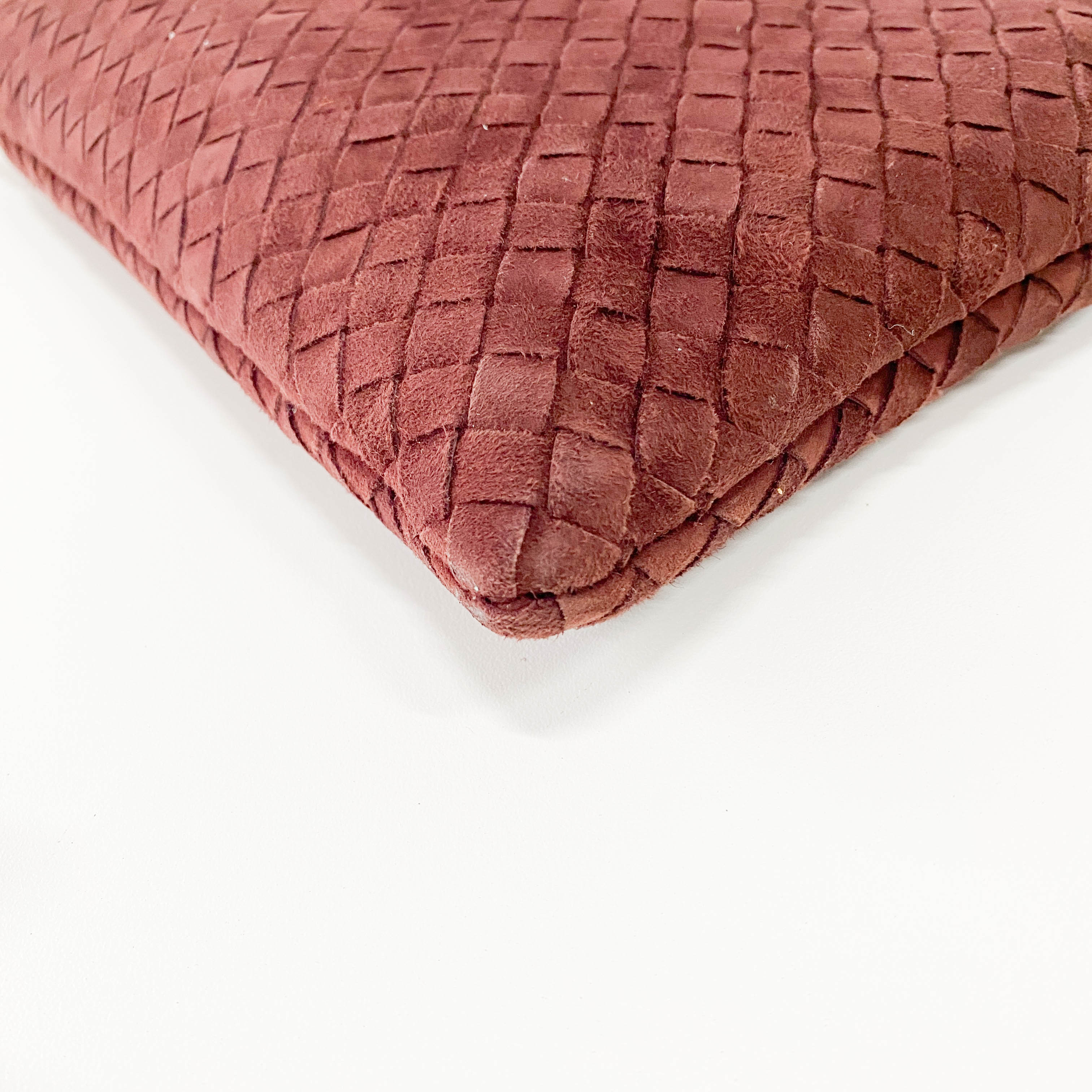 Intrecciato Brown Suede Shoulder Bag