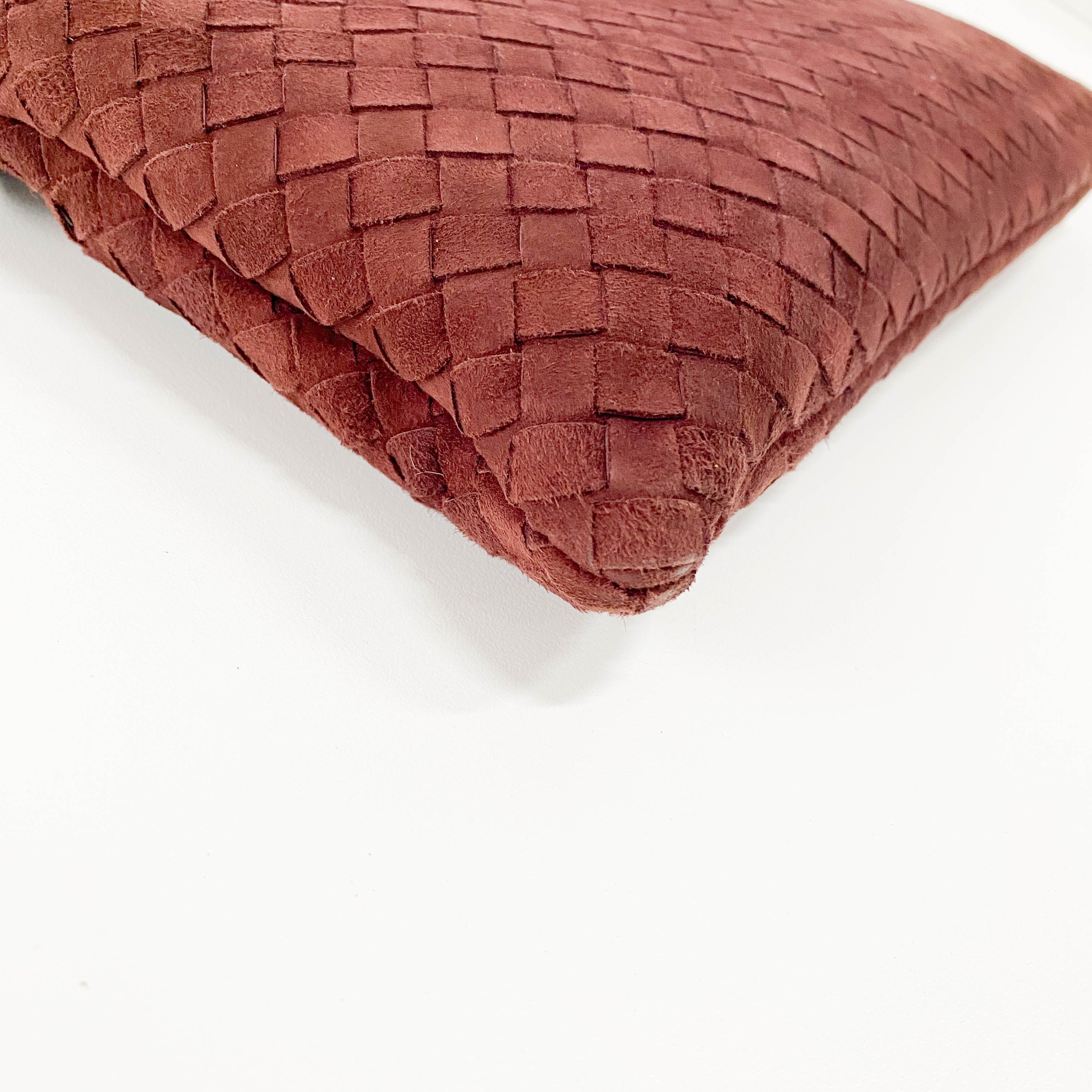 Intrecciato Brown Suede Shoulder Bag