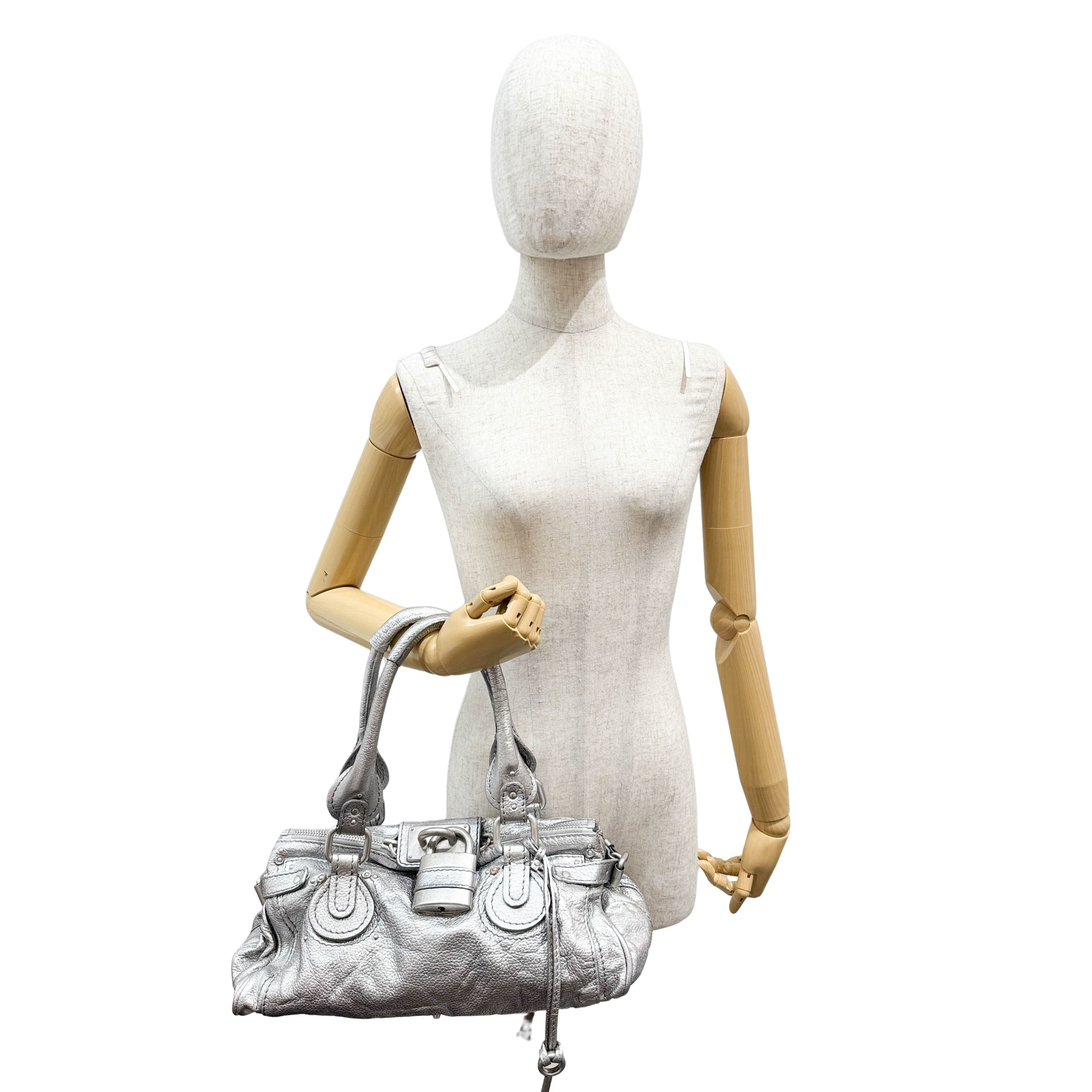 Paddington Silver Leather Shoulder Bag