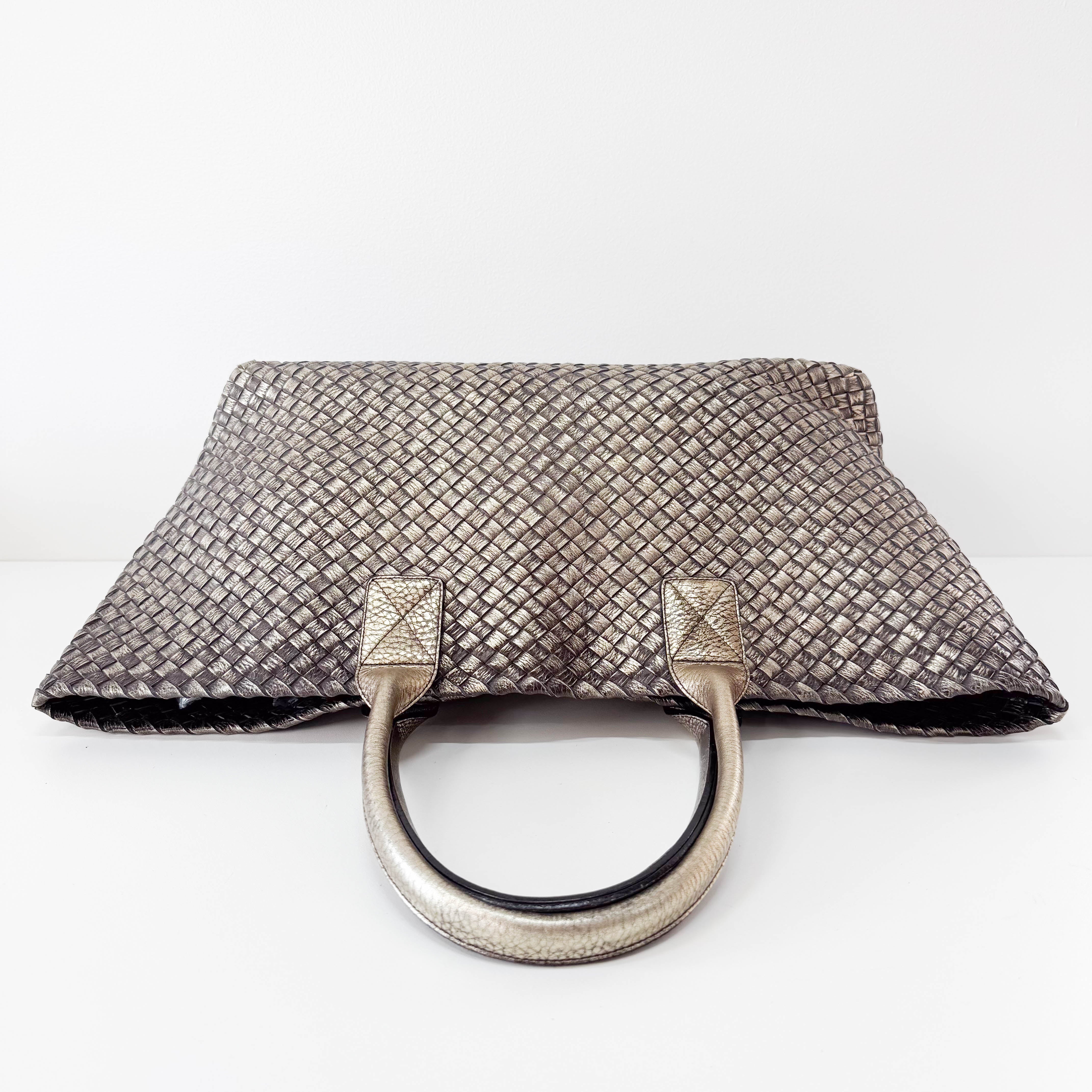 Intrecciato Gold Leather Tote Bag