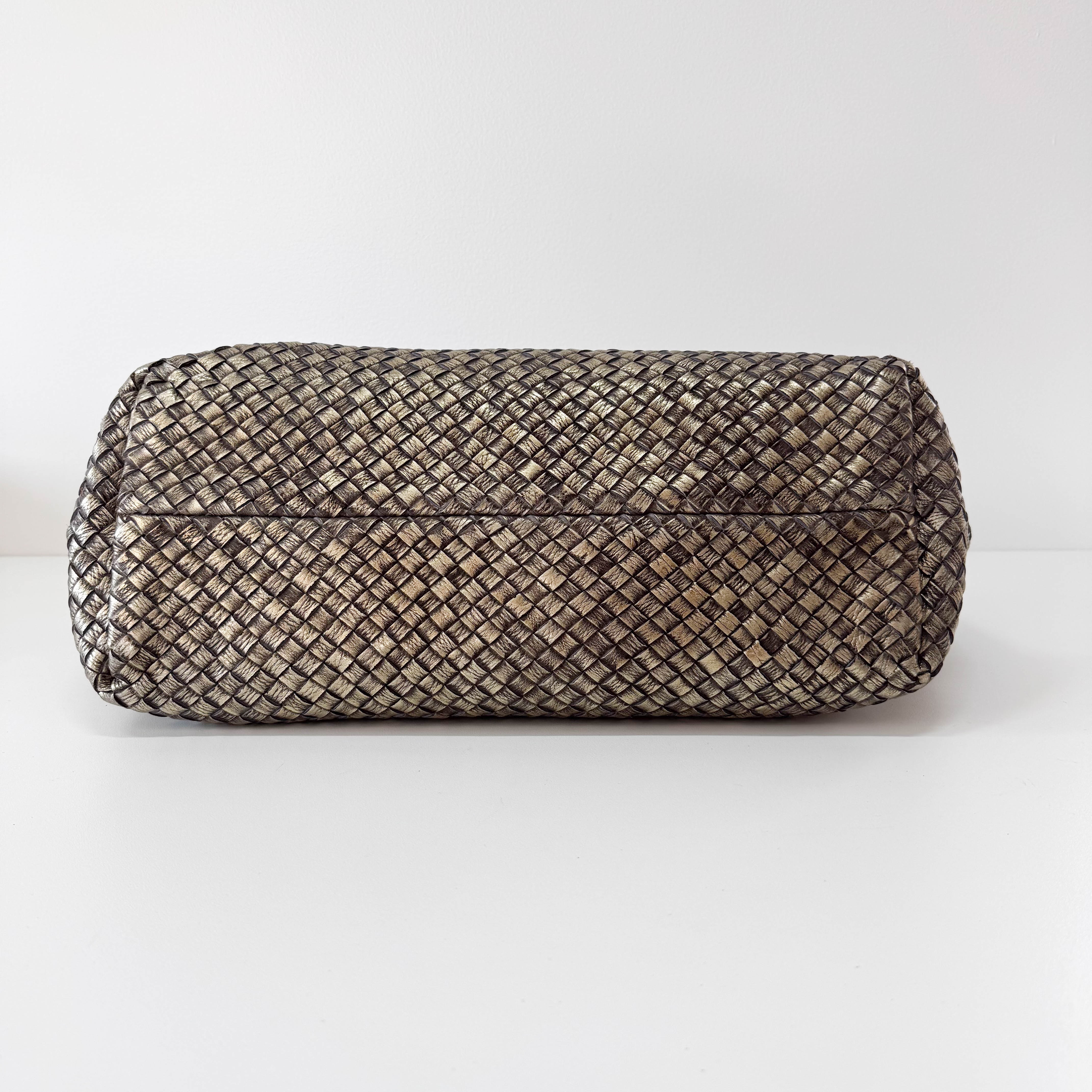 Intrecciato Gold Leather Tote Bag