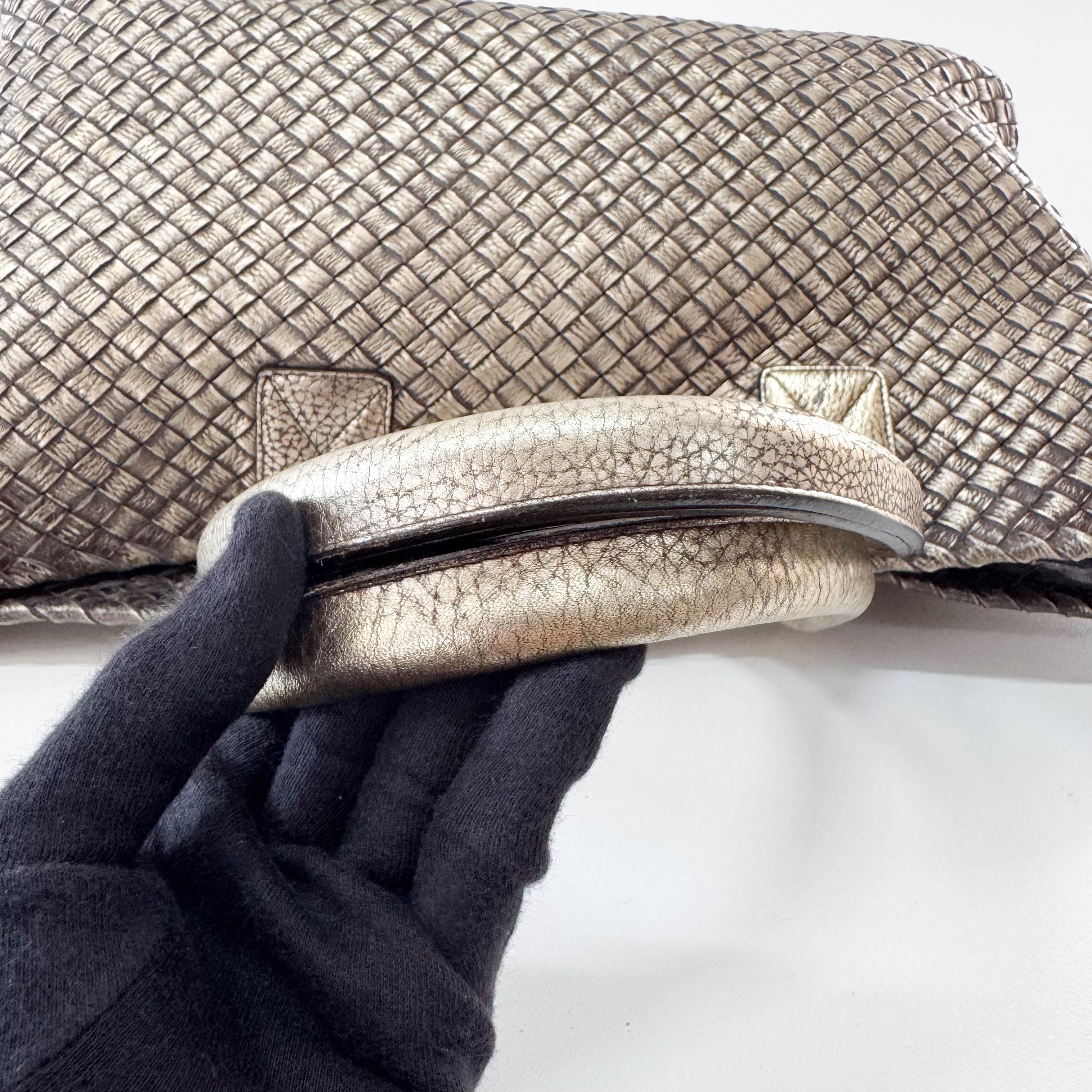 Intrecciato Gold Leather Tote Bag