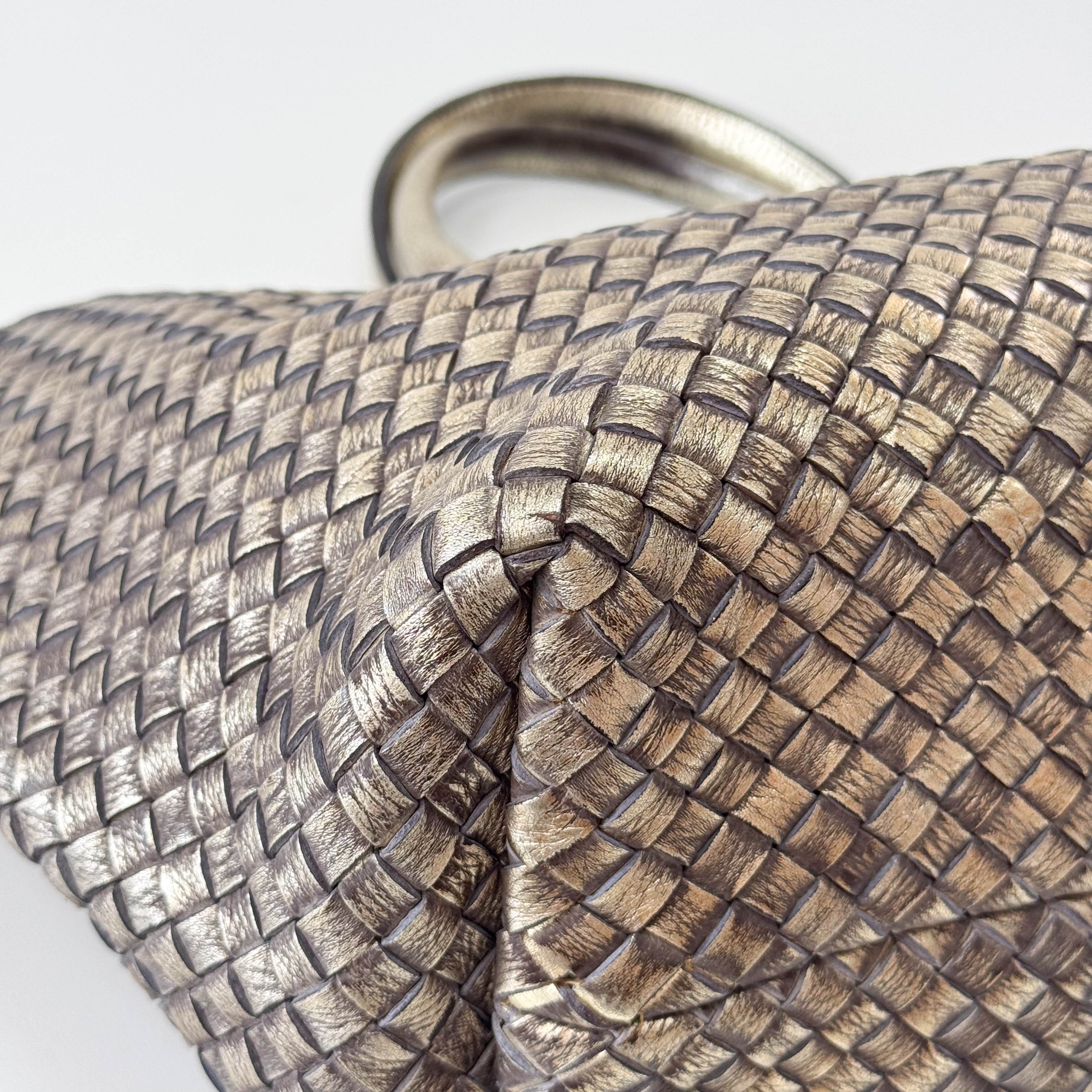 Intrecciato Gold Leather Tote Bag