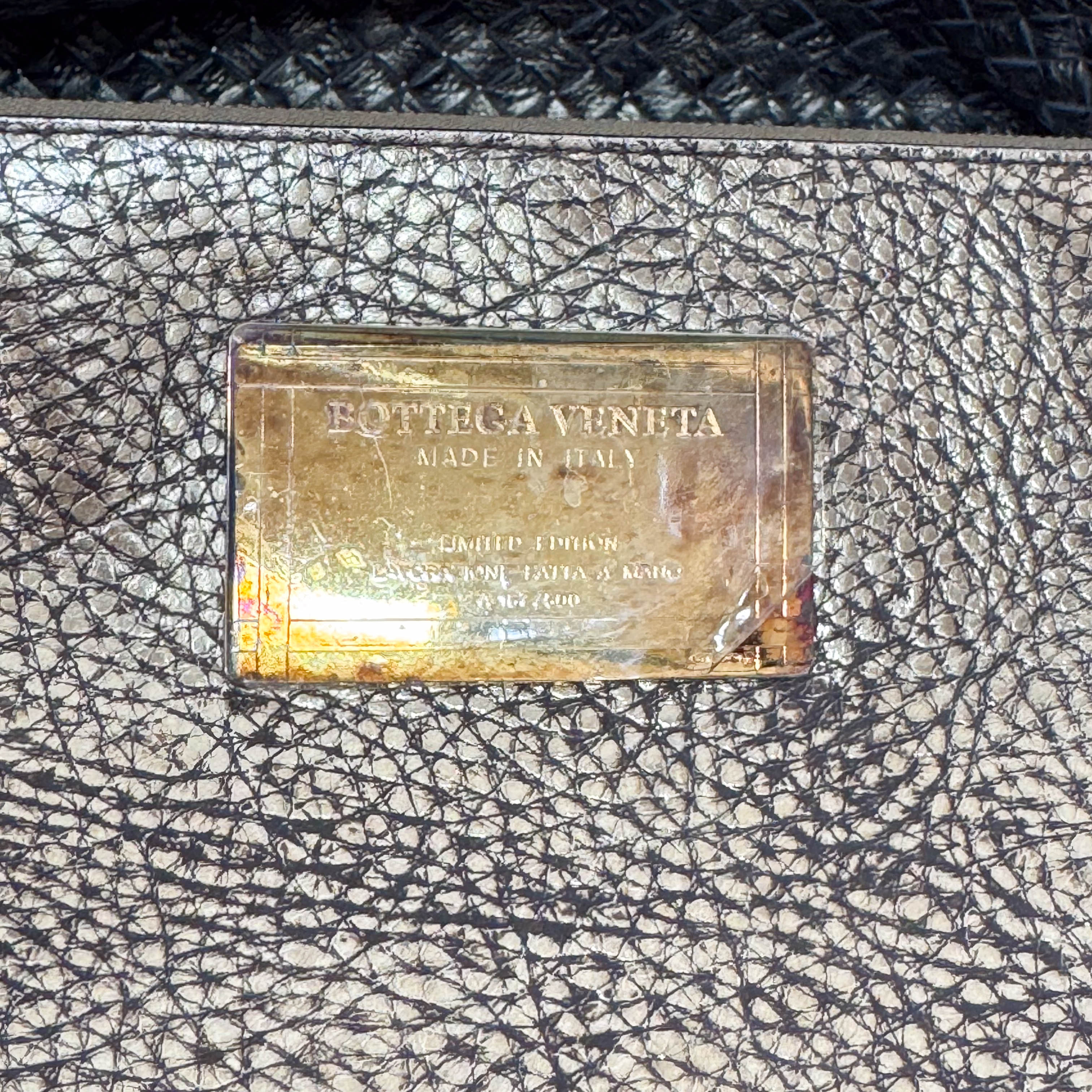 Intrecciato Gold Leather Tote Bag