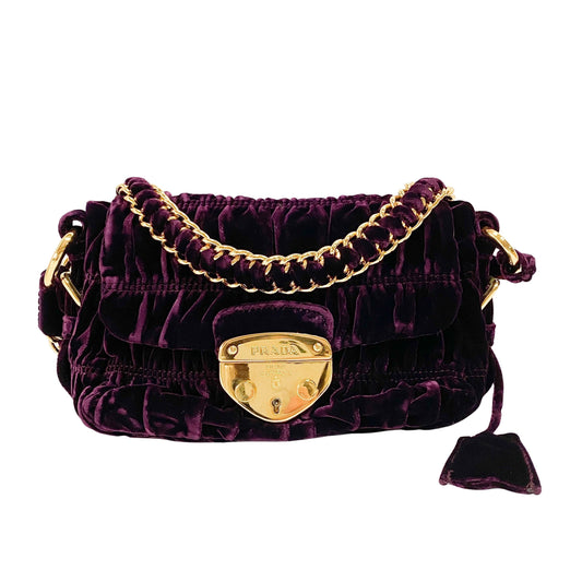 Sera Purple Velvet Shoulder Bag
