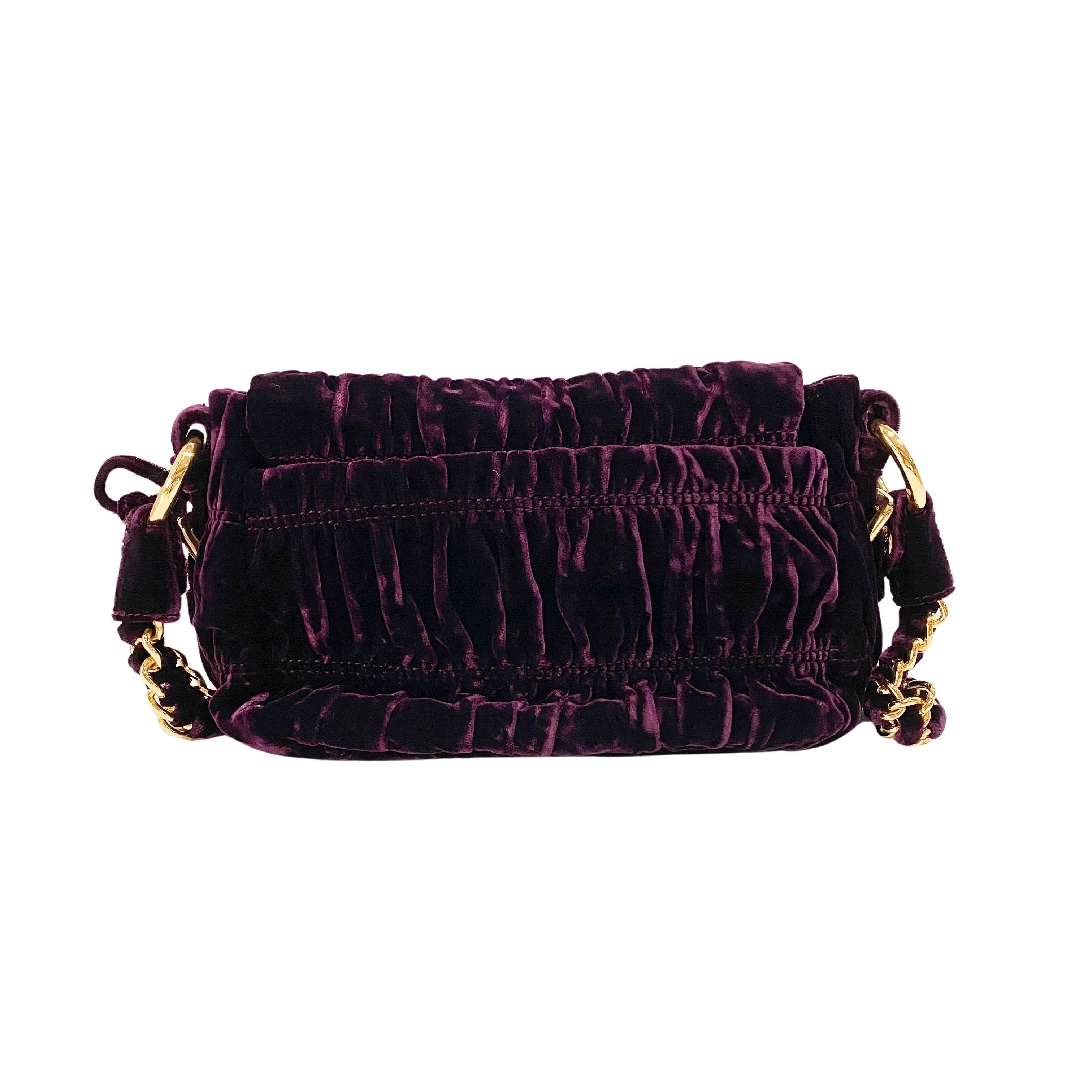 Sera Purple Velvet Shoulder Bag