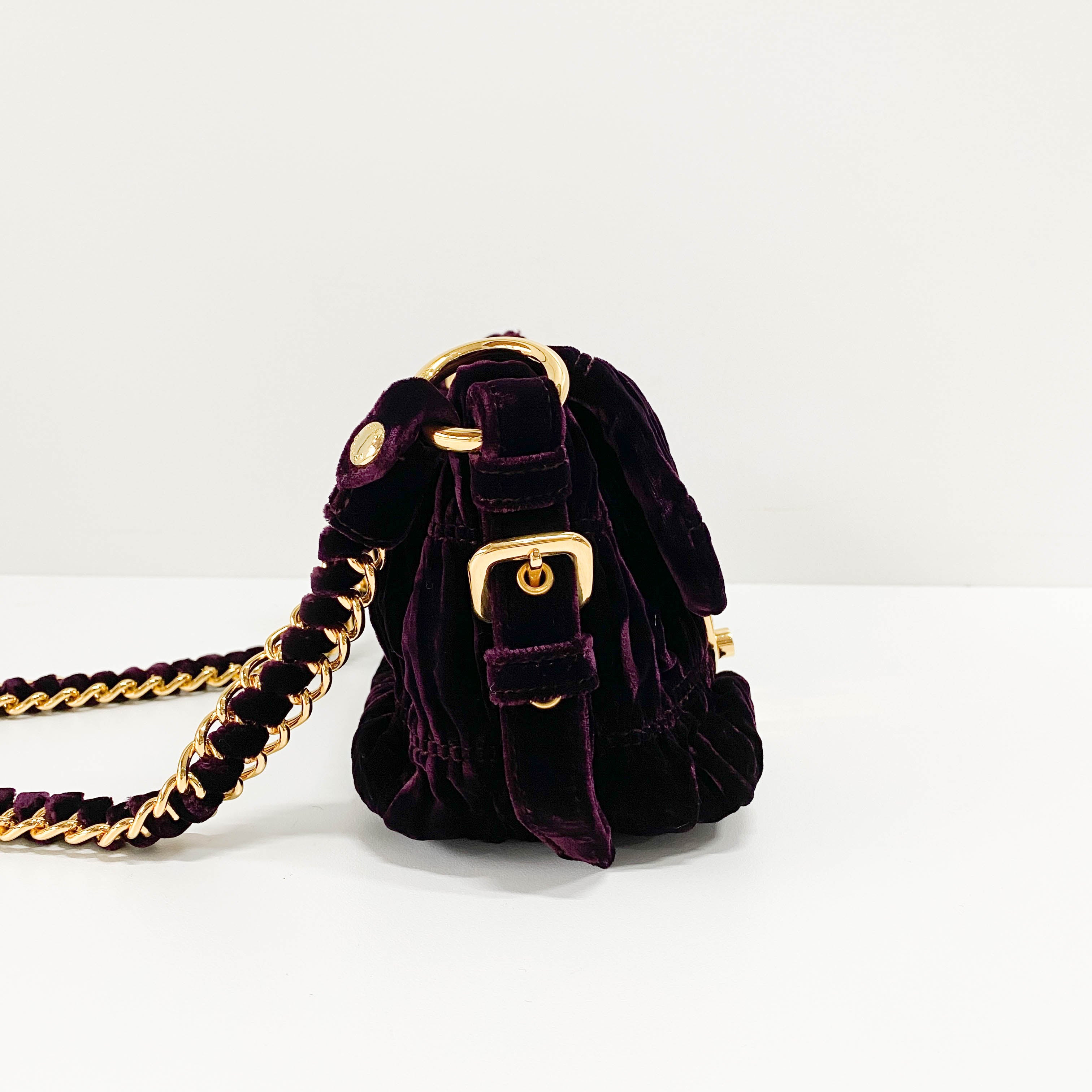 Sera Purple Velvet Shoulder Bag