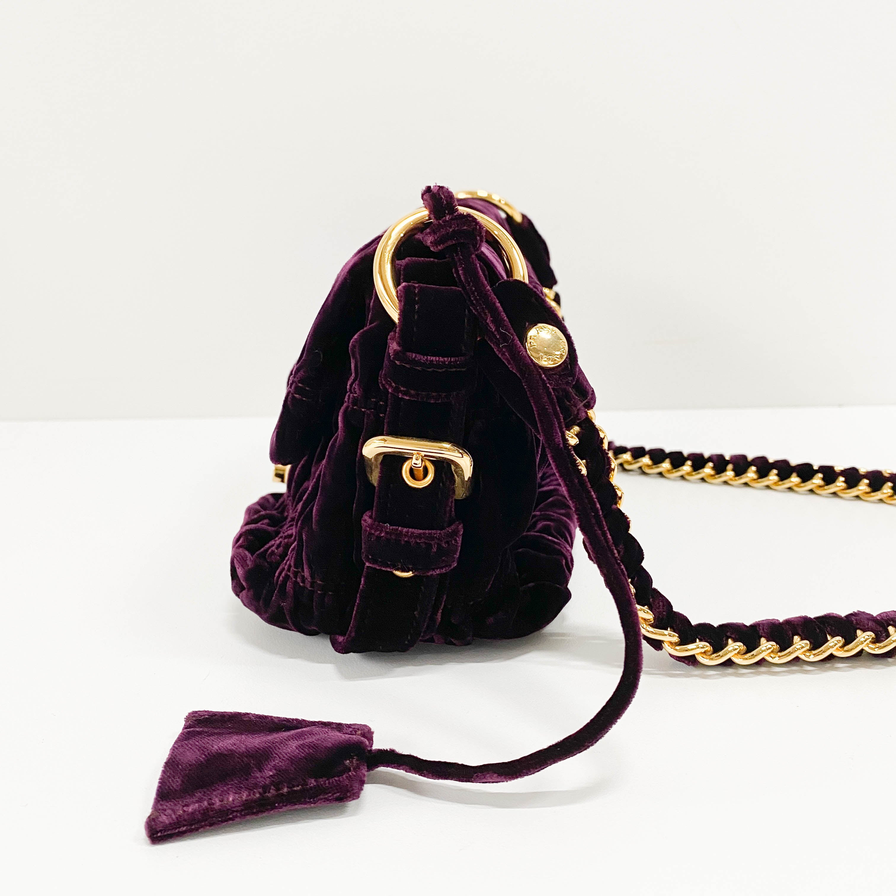 Sera Purple Velvet Shoulder Bag