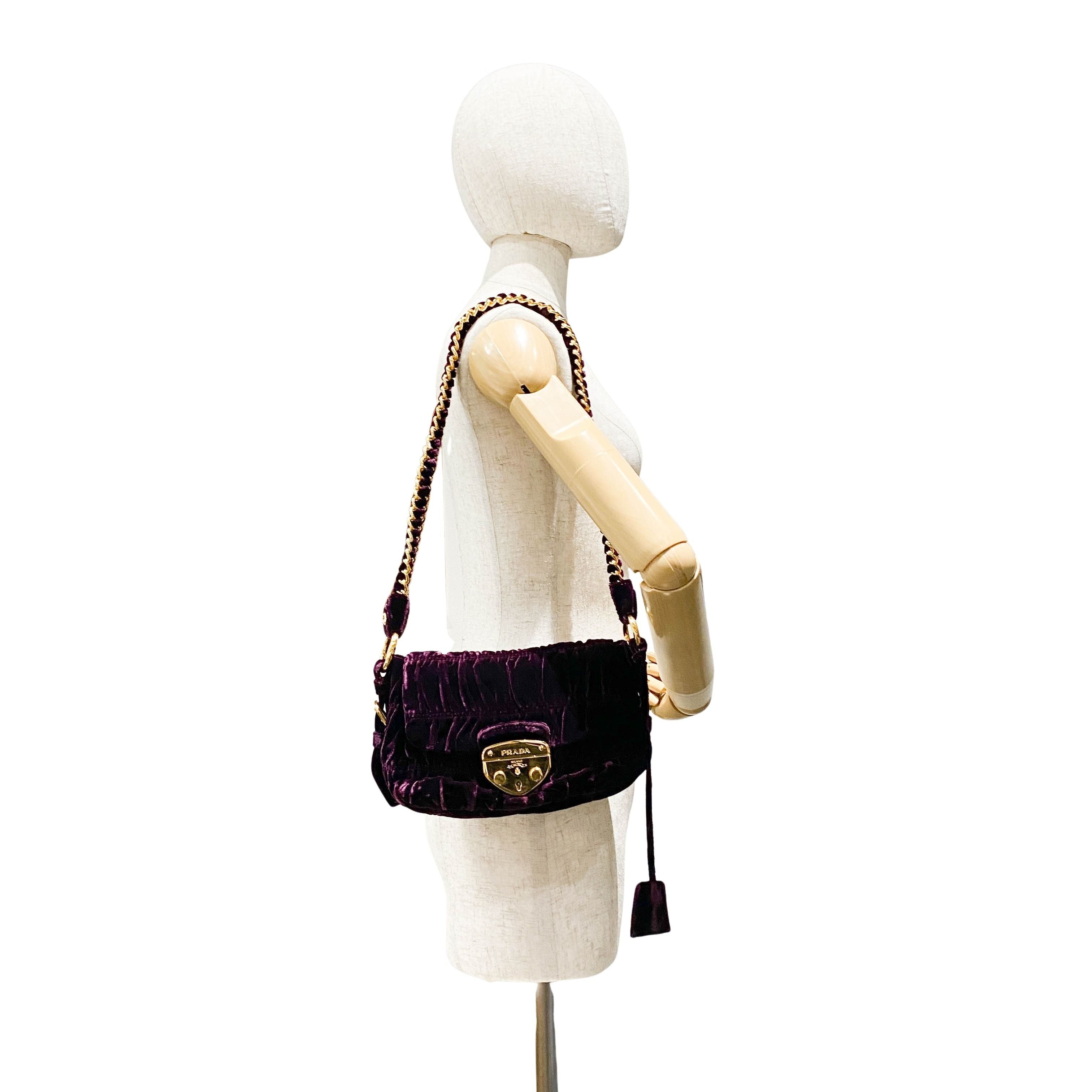 Sera Purple Velvet Shoulder Bag
