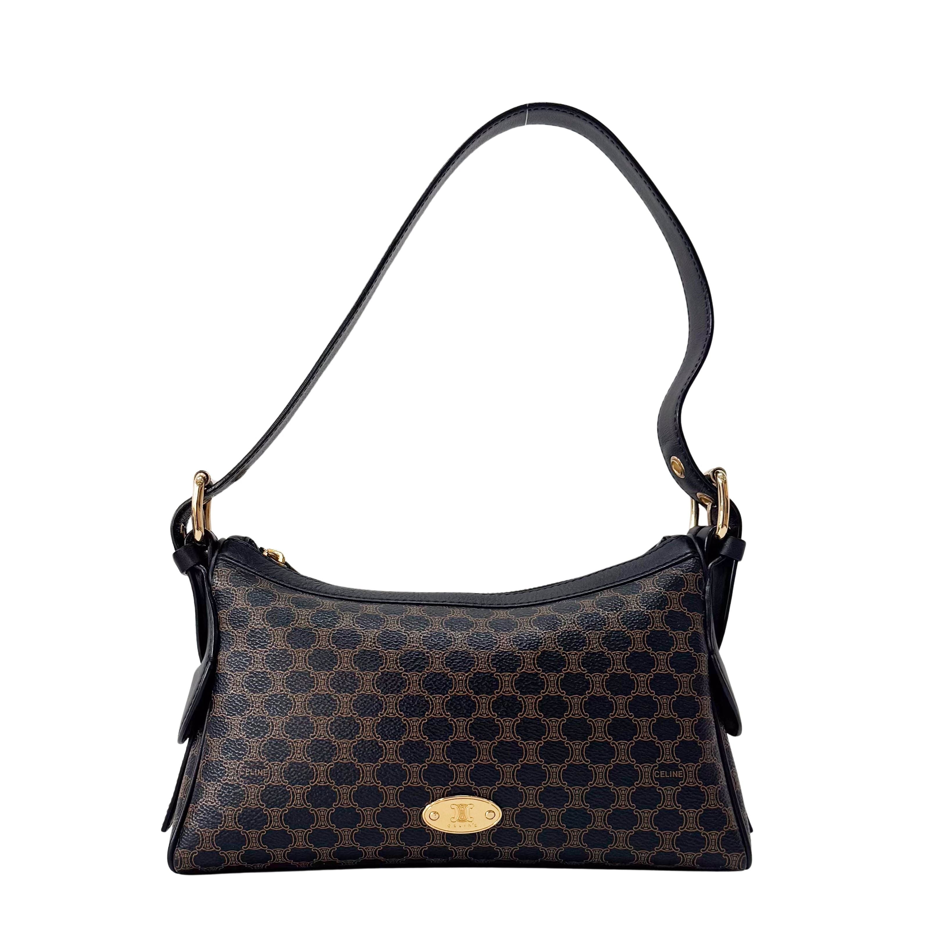 Macadam Black Coated Canvas Shoulder Bag