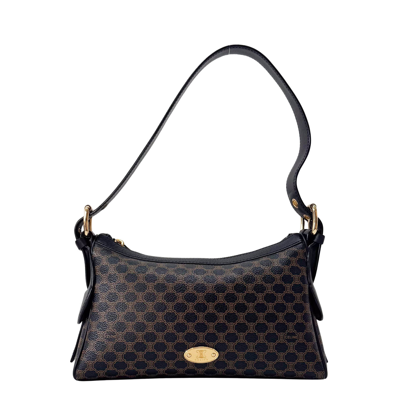 Macadam Black Coated Canvas Shoulder Bag