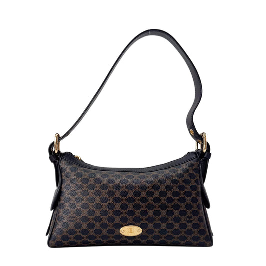 Macadam Black Coated Canvas Shoulder Bag