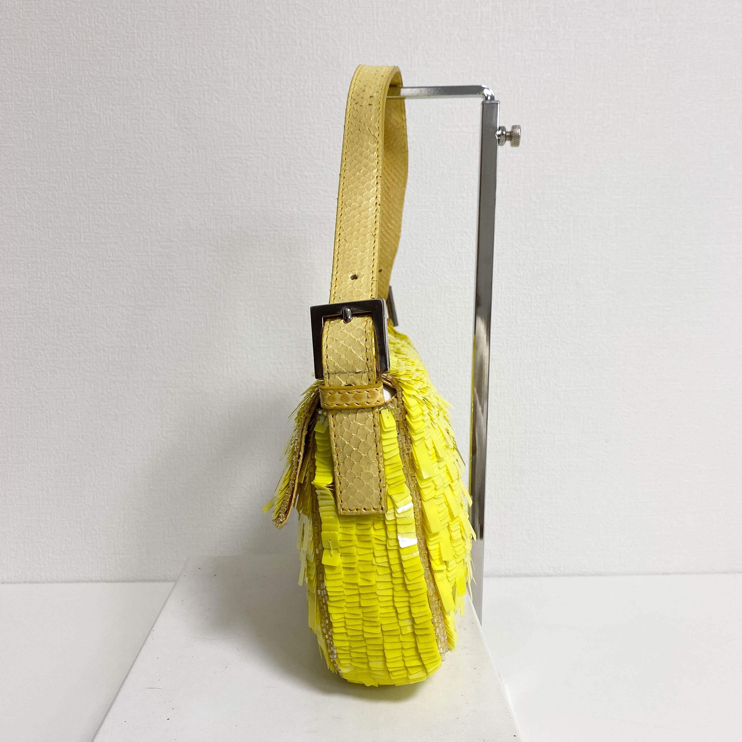 Yellow Sequin Baguette Shoulder Bag