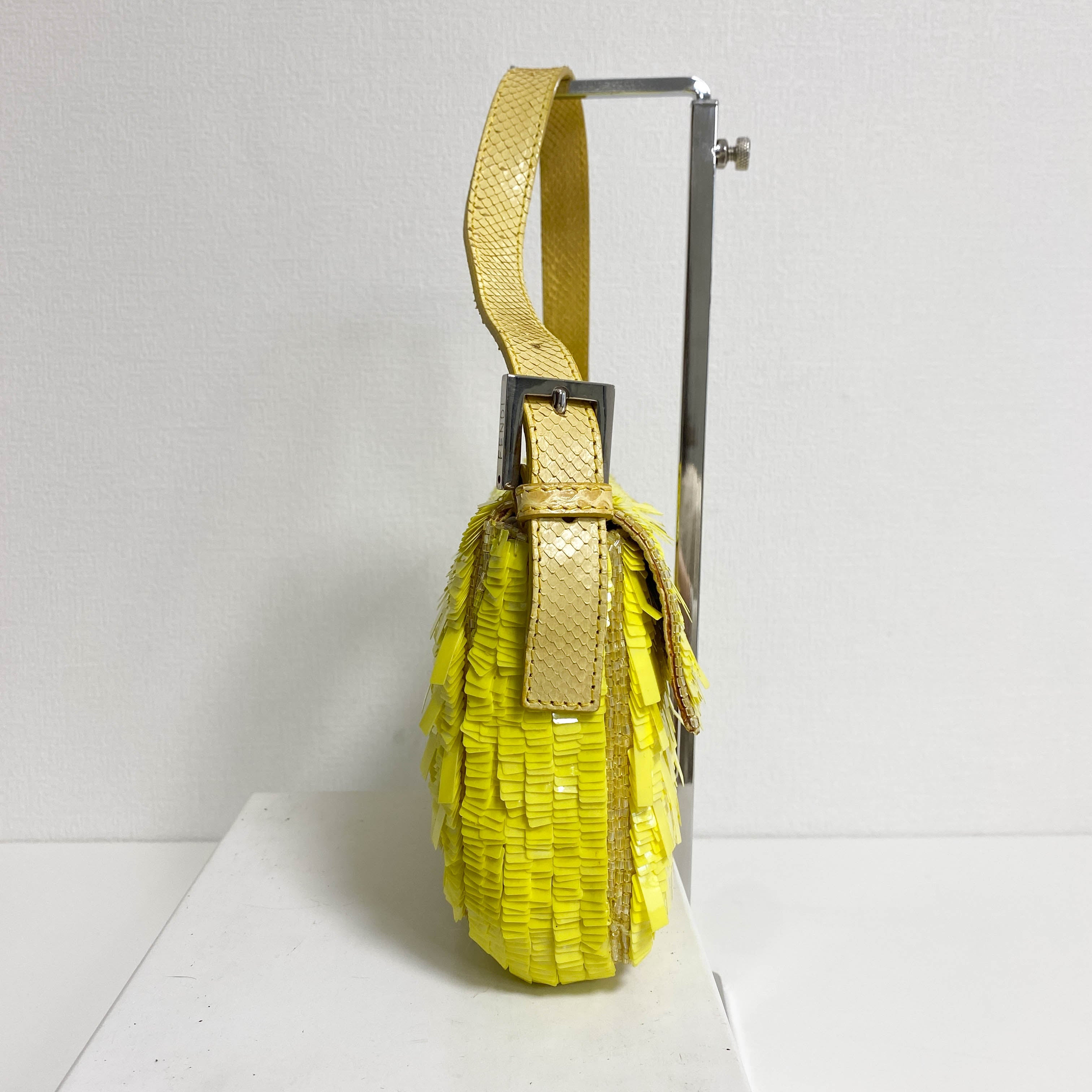 Yellow Sequin Baguette Shoulder Bag