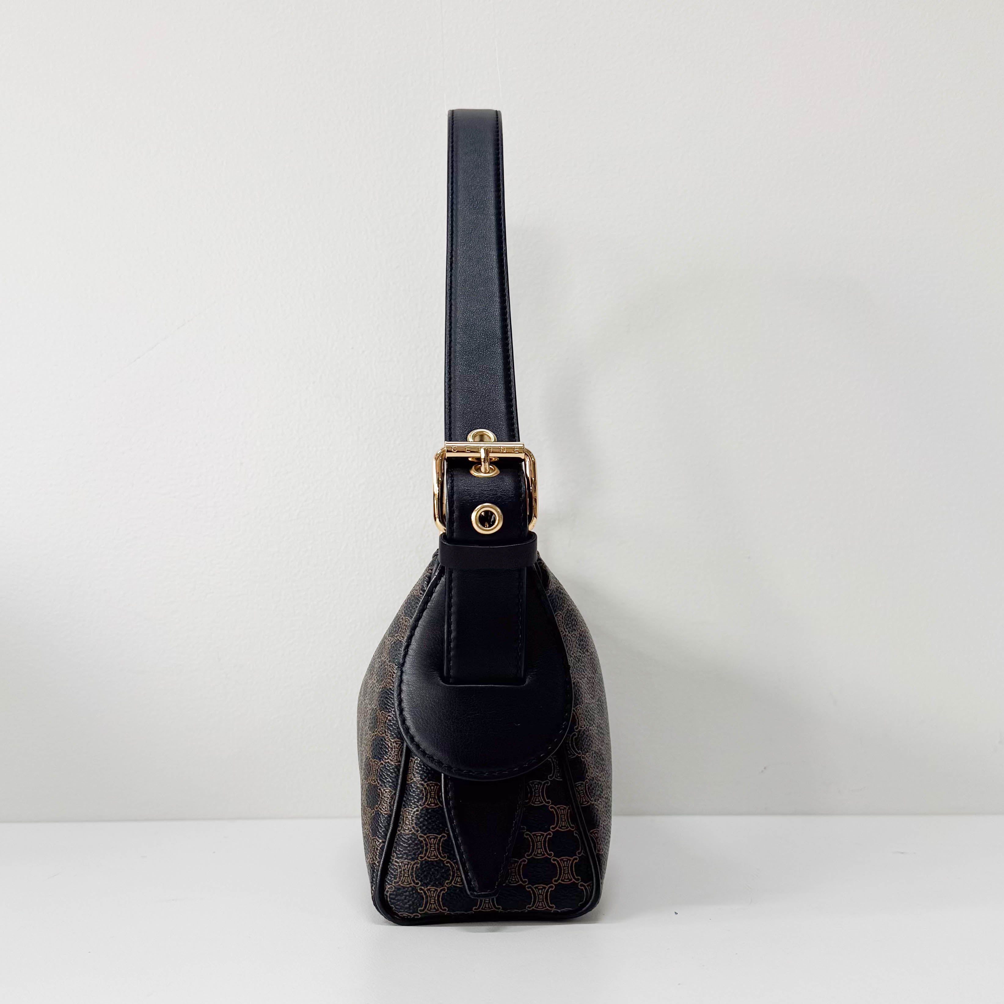 Macadam Black Coated Canvas Shoulder Bag