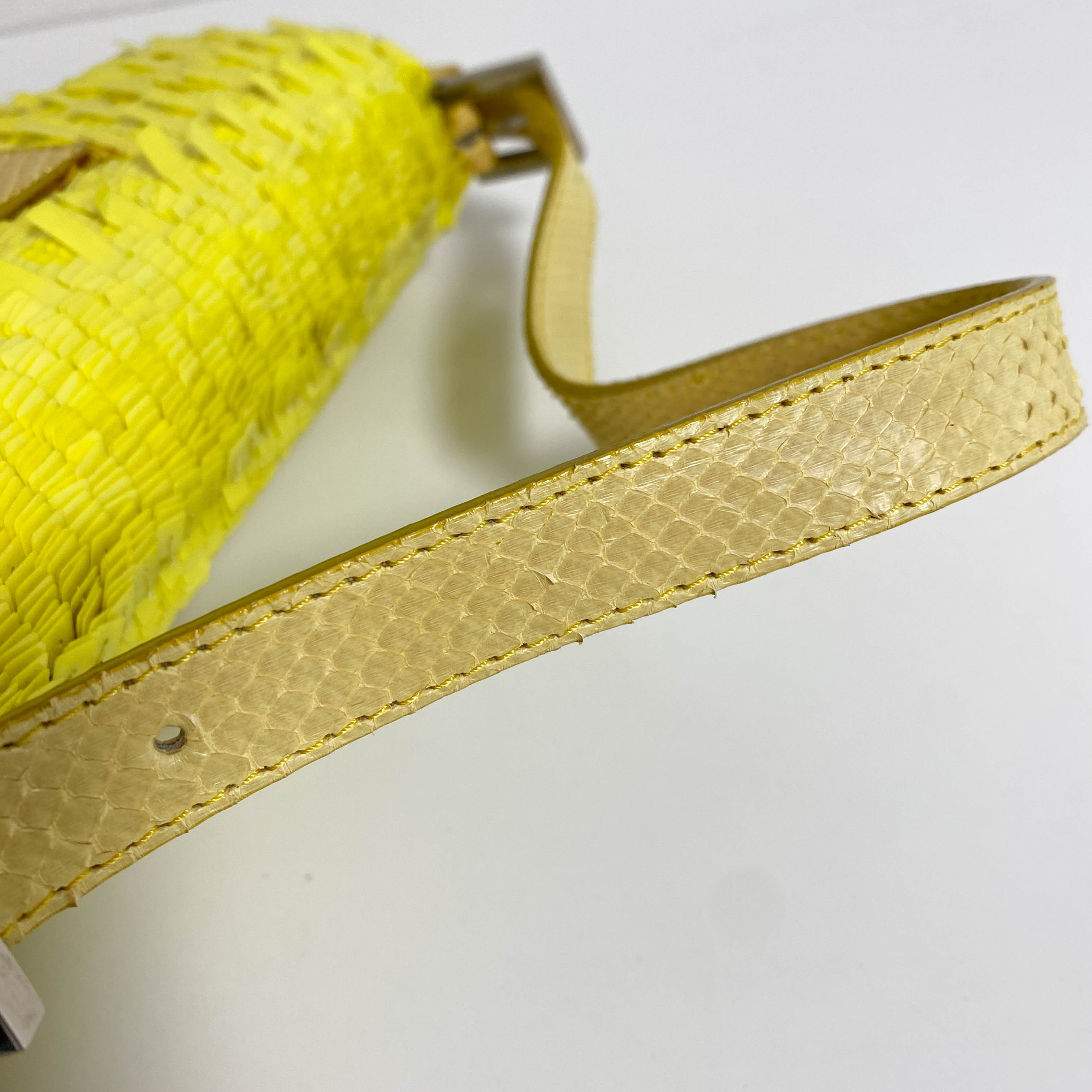 Yellow Sequin Baguette Shoulder Bag
