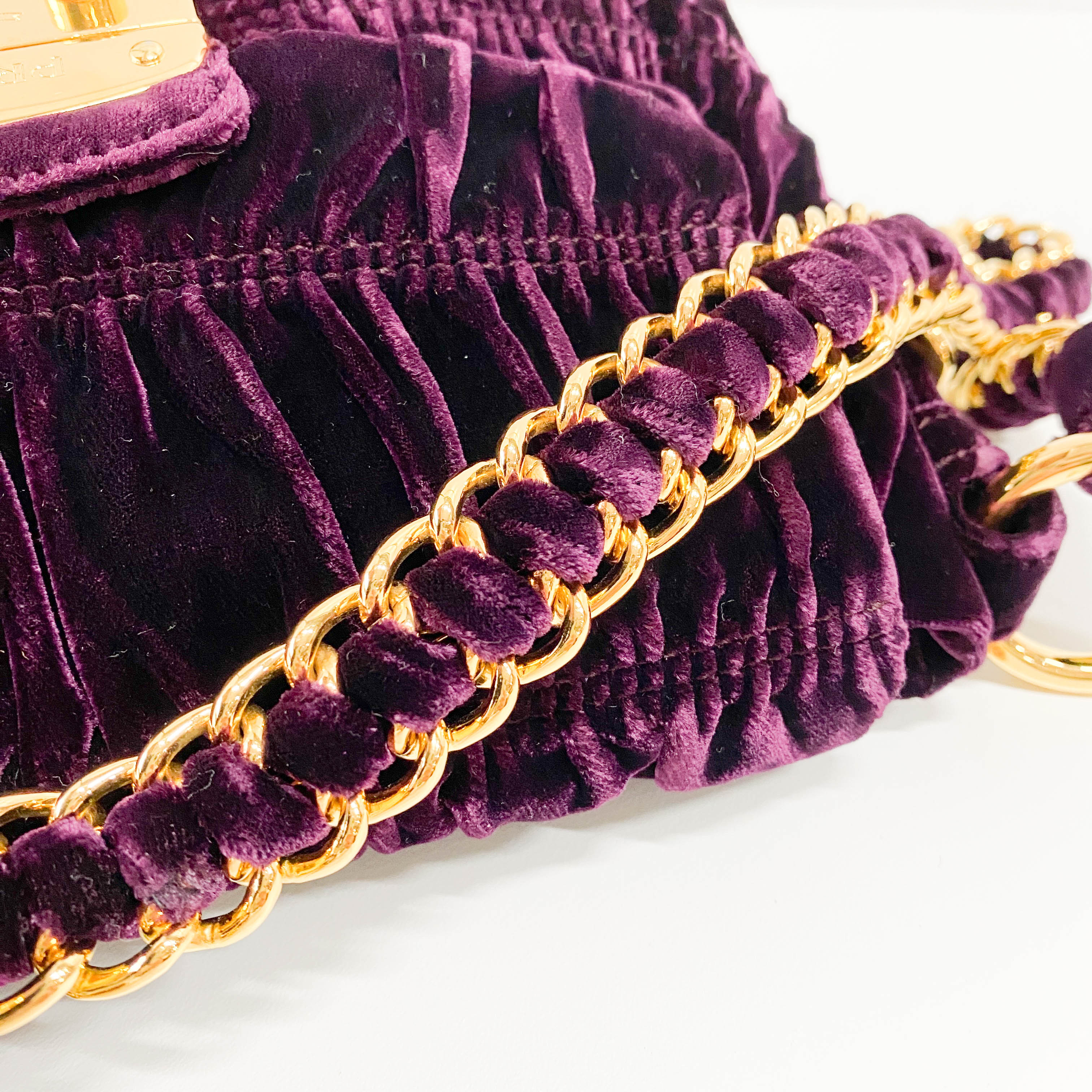 Sera Purple Velvet Shoulder Bag