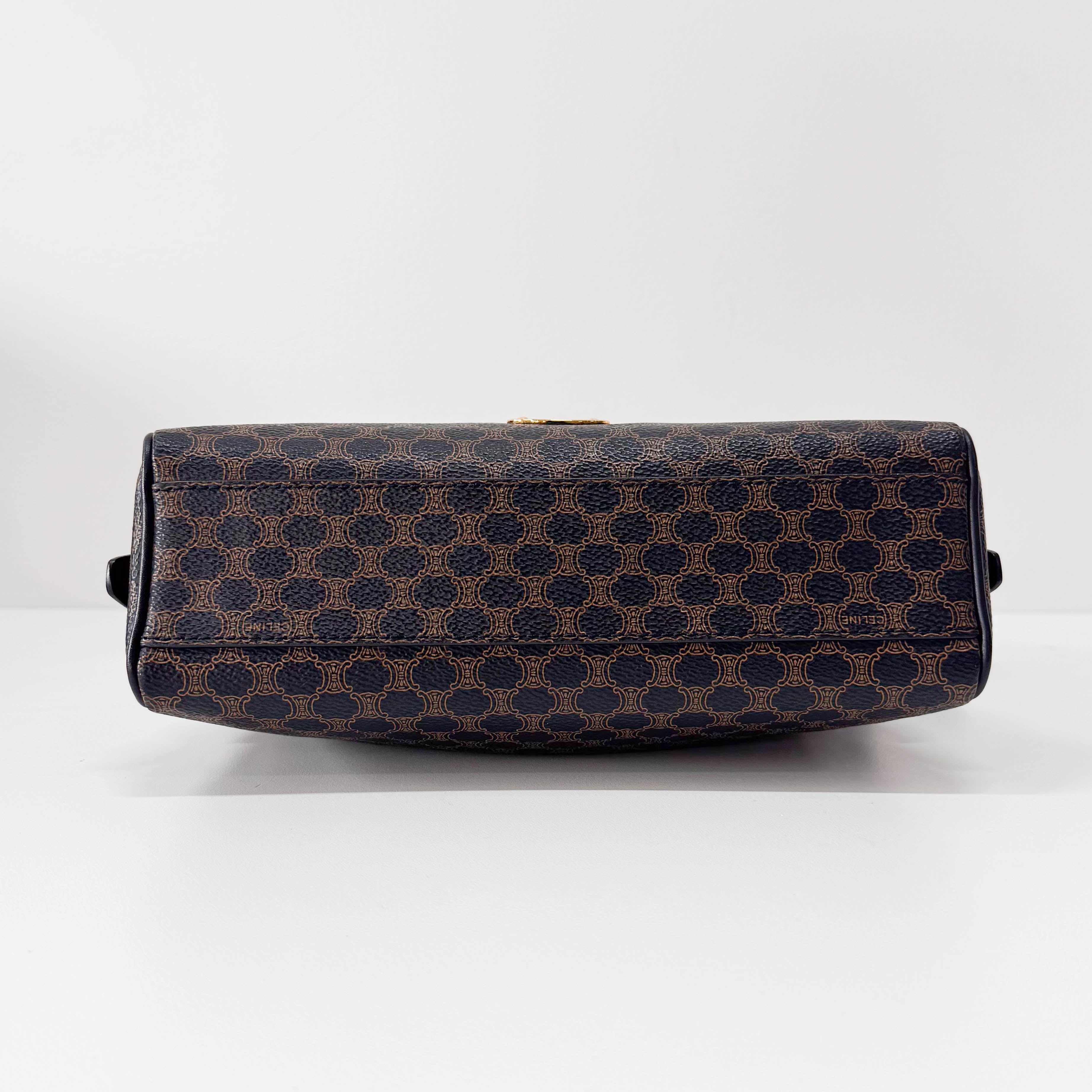 Macadam Black Coated Canvas Shoulder Bag