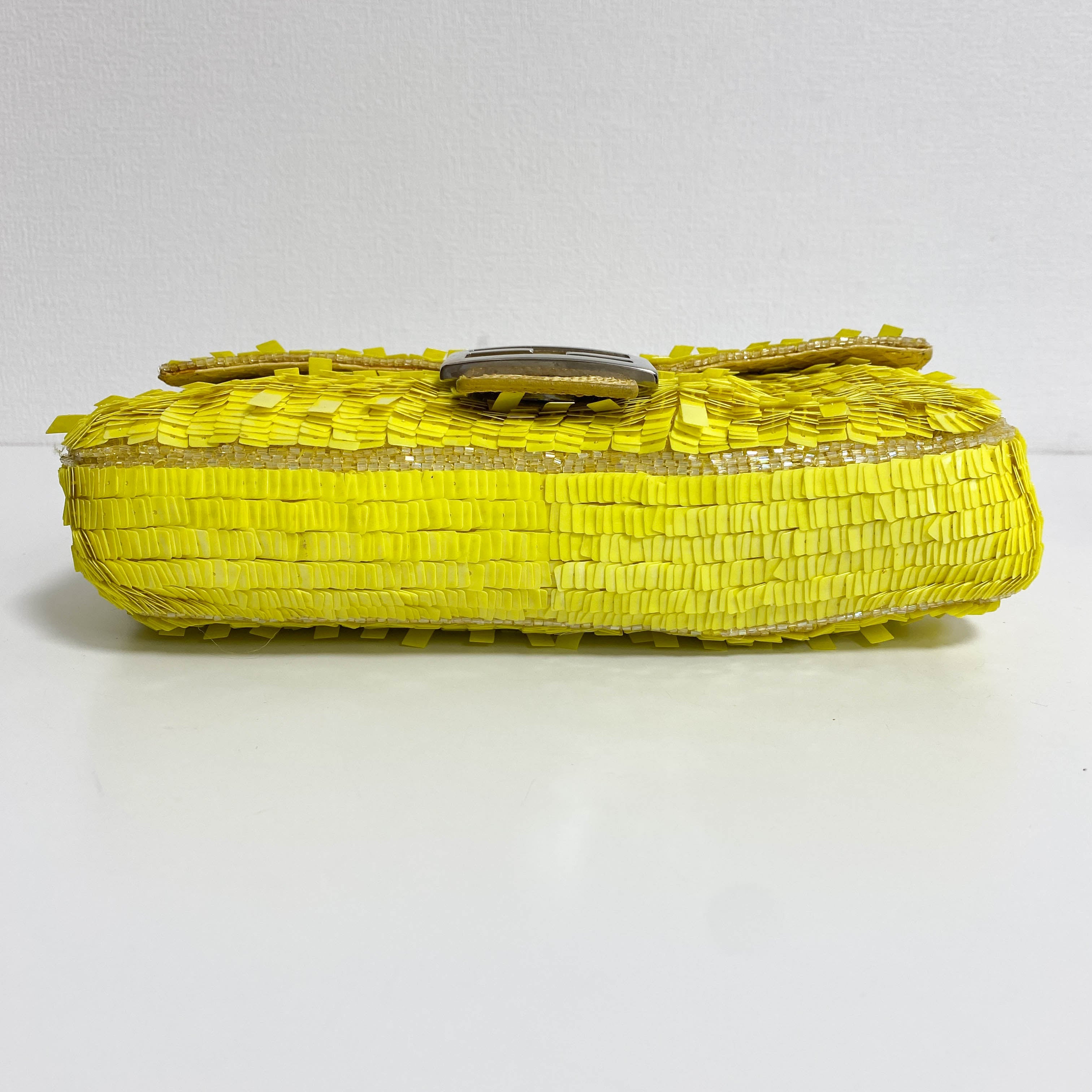 Yellow Sequin Baguette Shoulder Bag