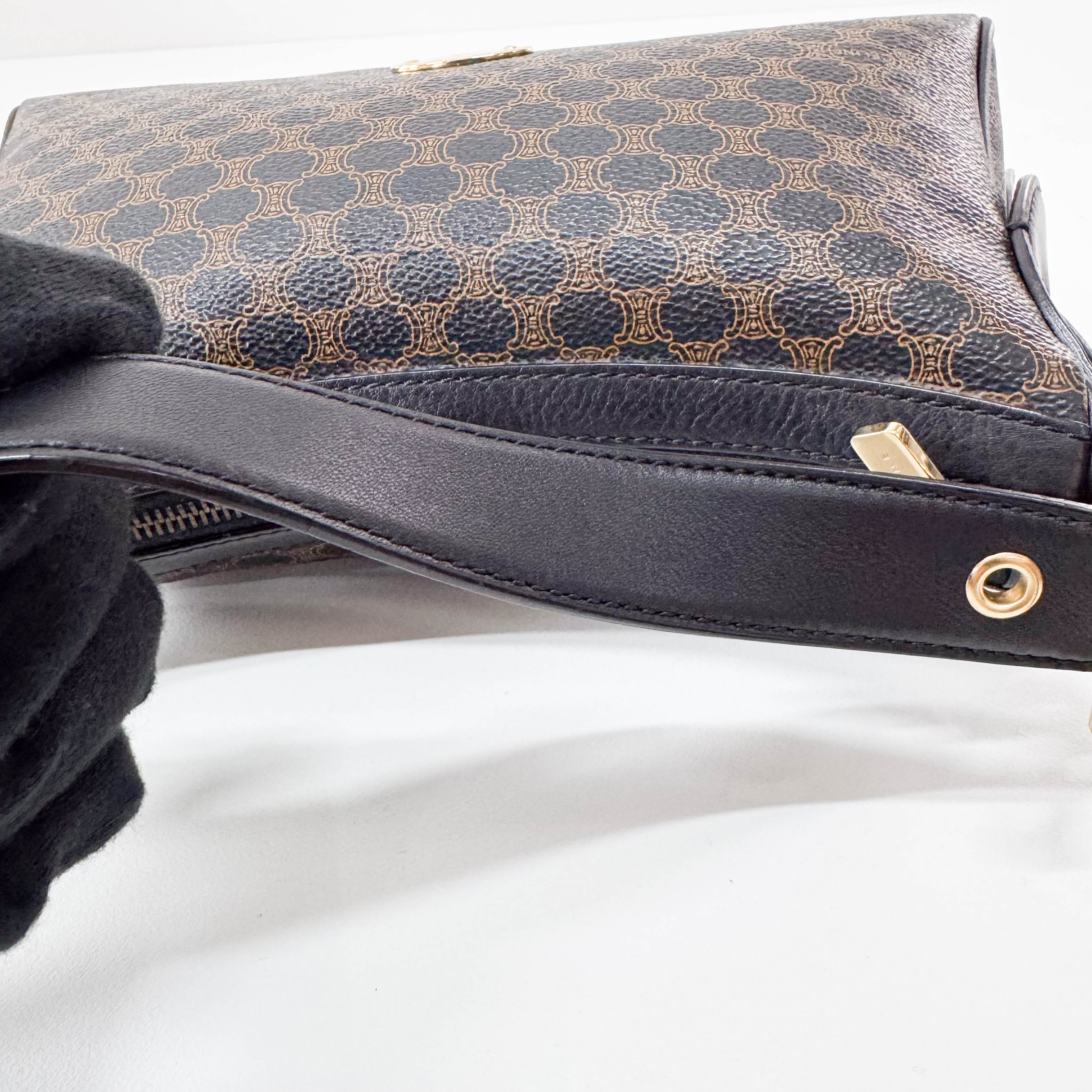 Macadam Black Coated Canvas Shoulder Bag