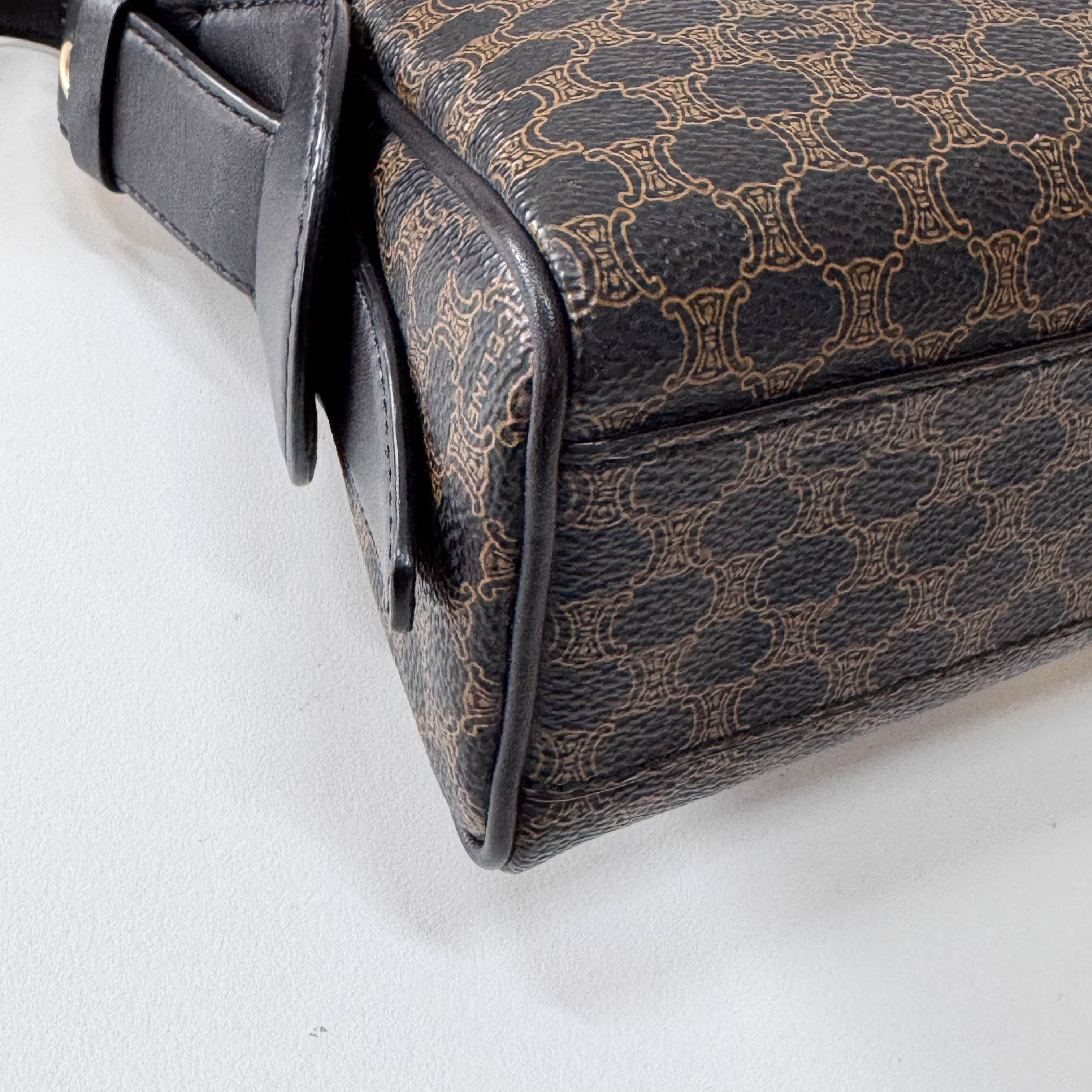 Macadam Black Coated Canvas Shoulder Bag