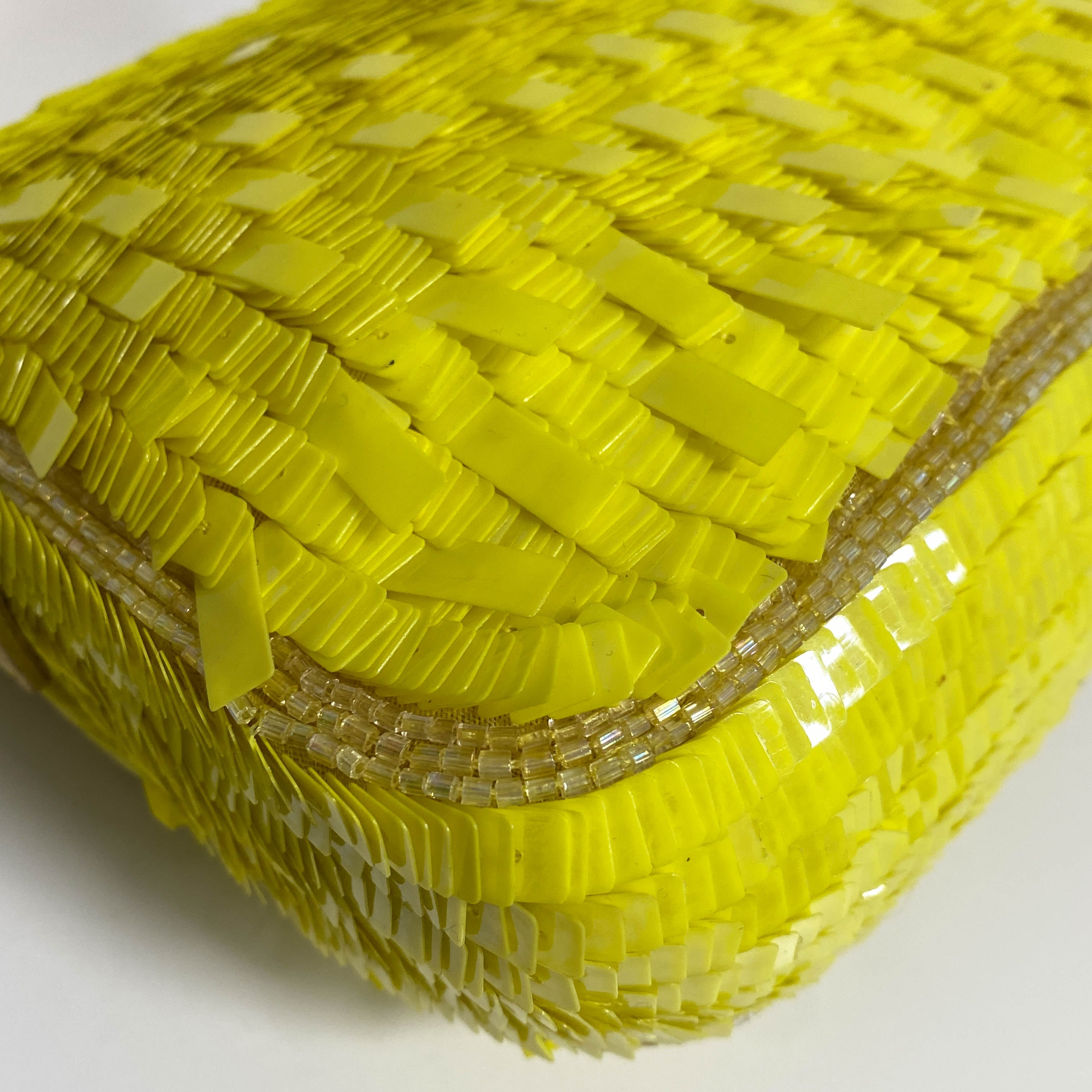 Yellow Sequin Baguette Shoulder Bag