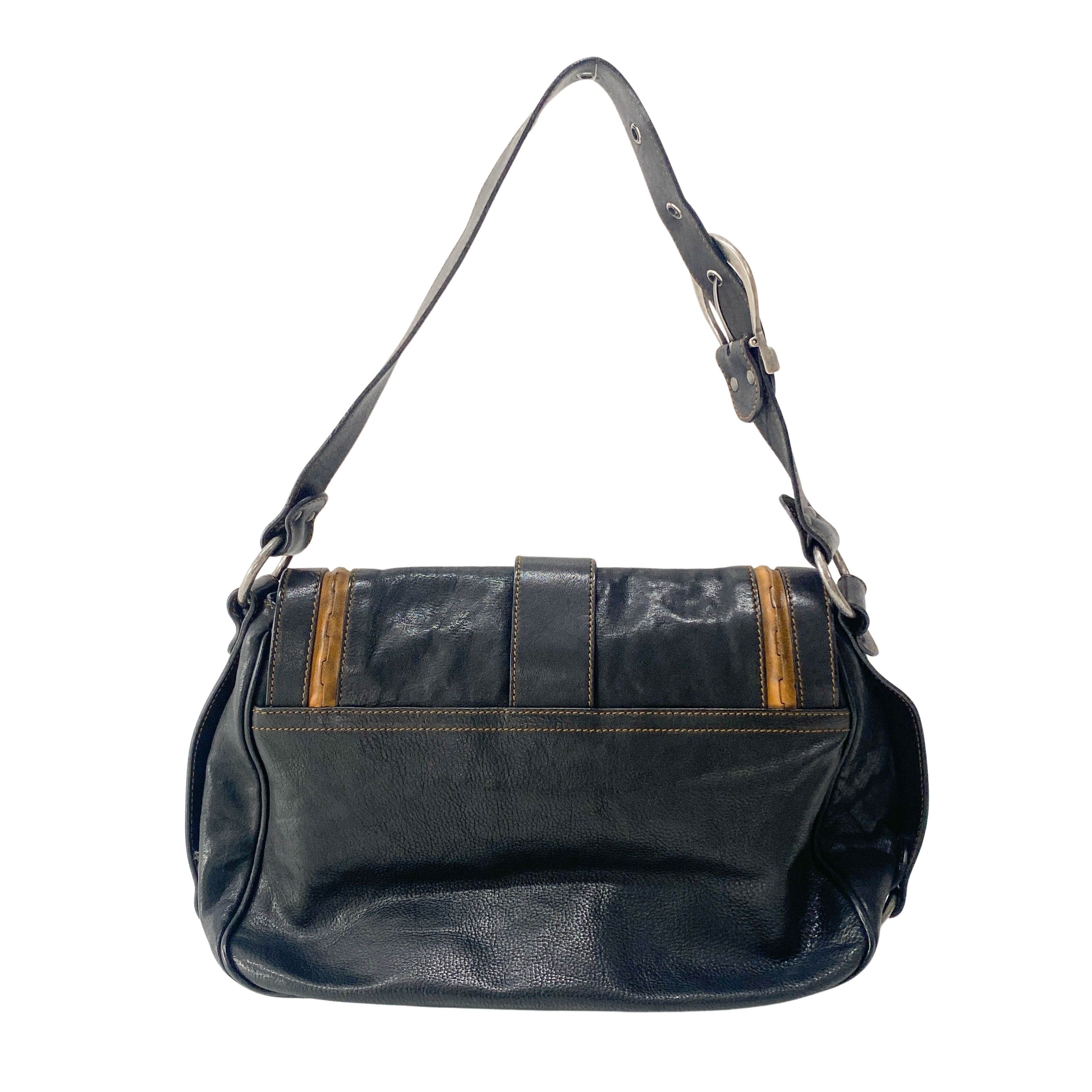 Gaucho Black Leather Shoulder Bag