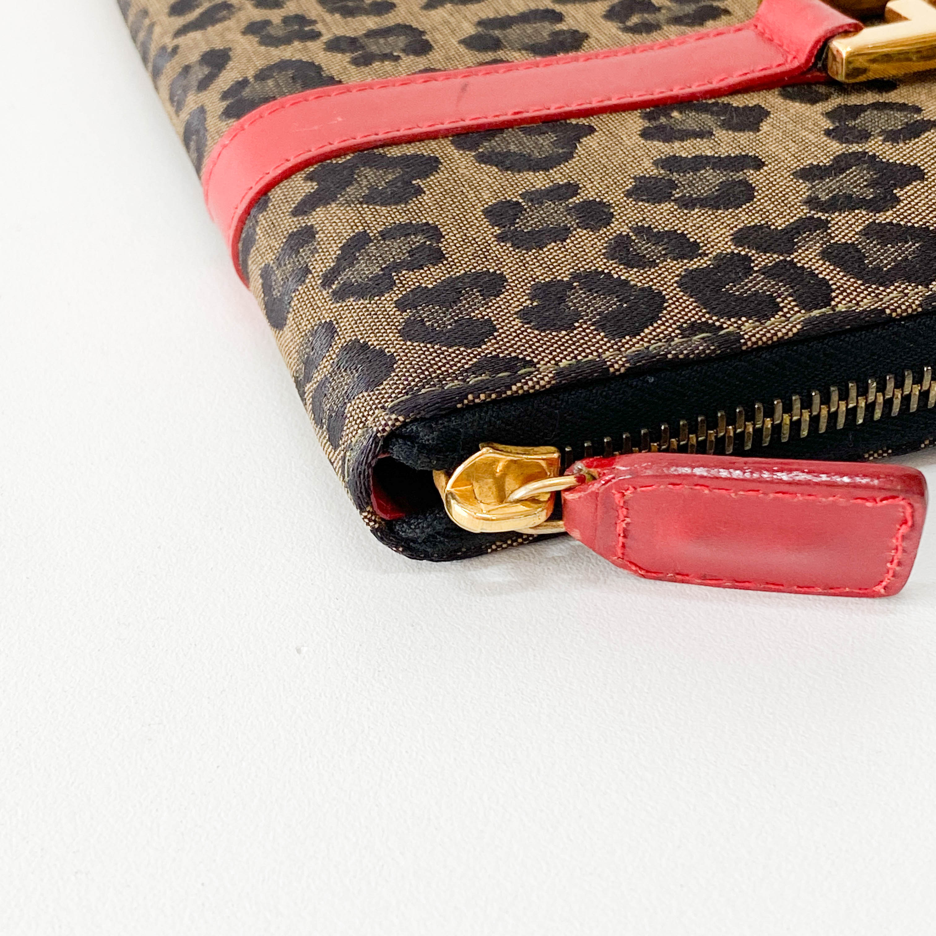 Small Brown Leopard Print Canvas Handbag