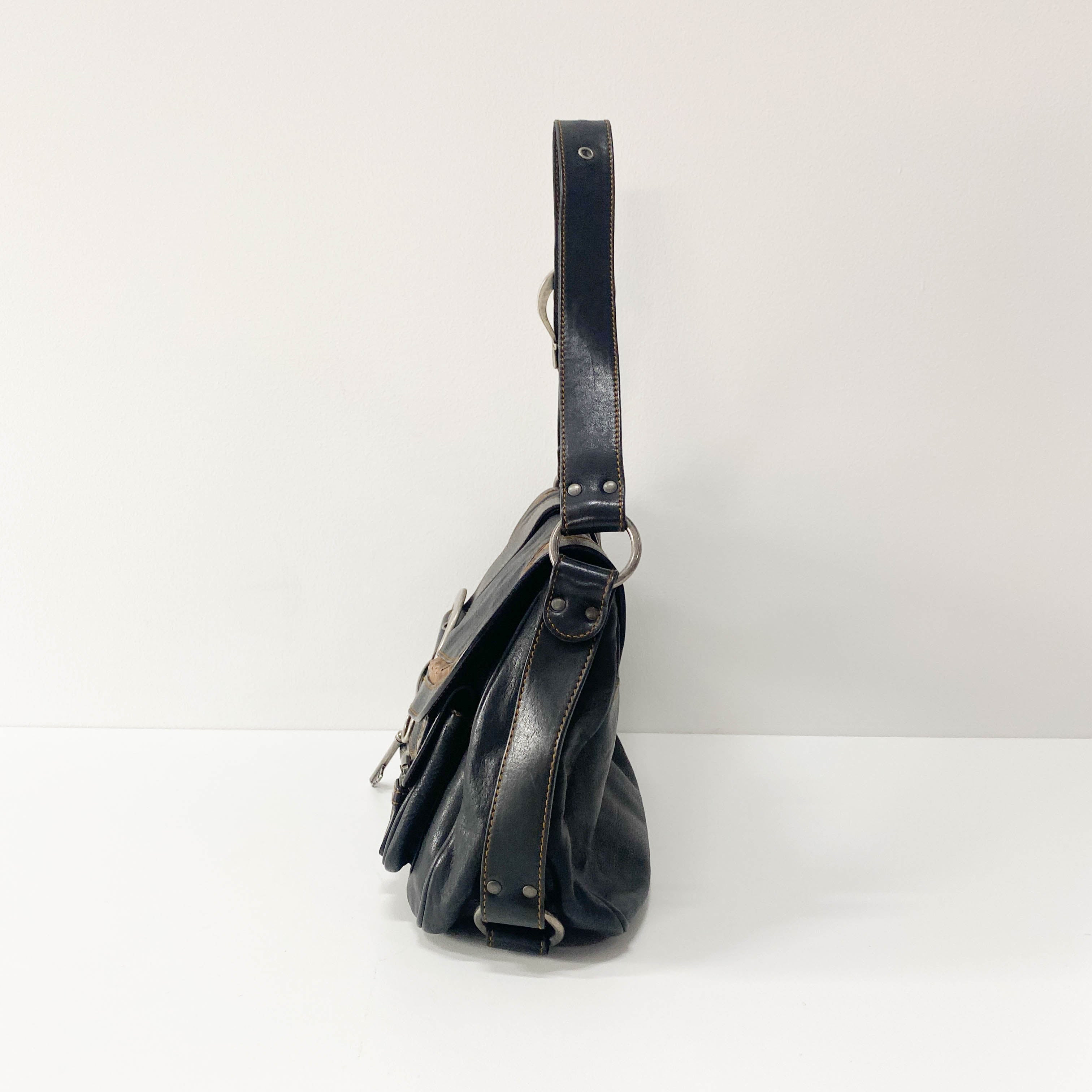 Gaucho Black Leather Shoulder Bag