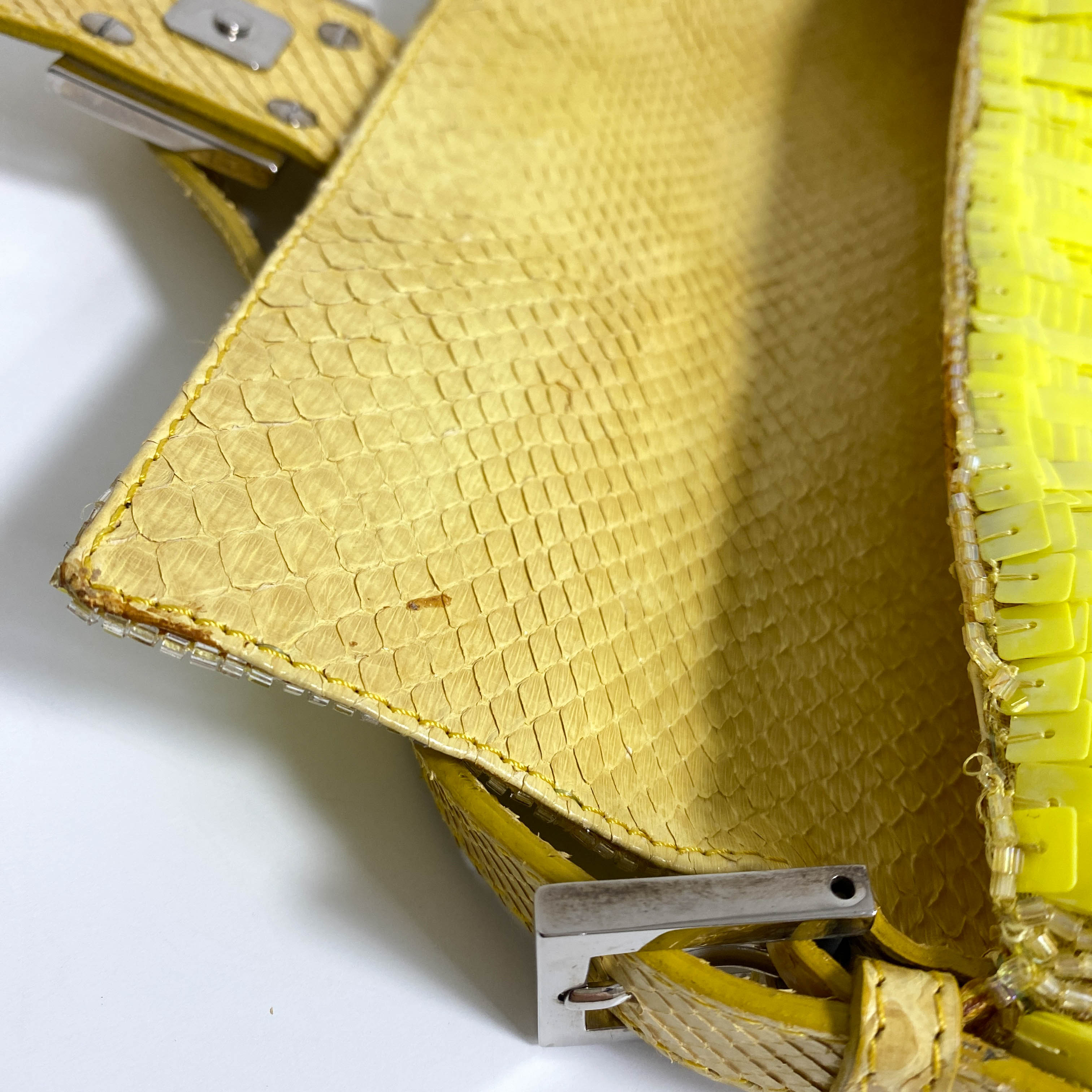 Yellow Sequin Baguette Shoulder Bag