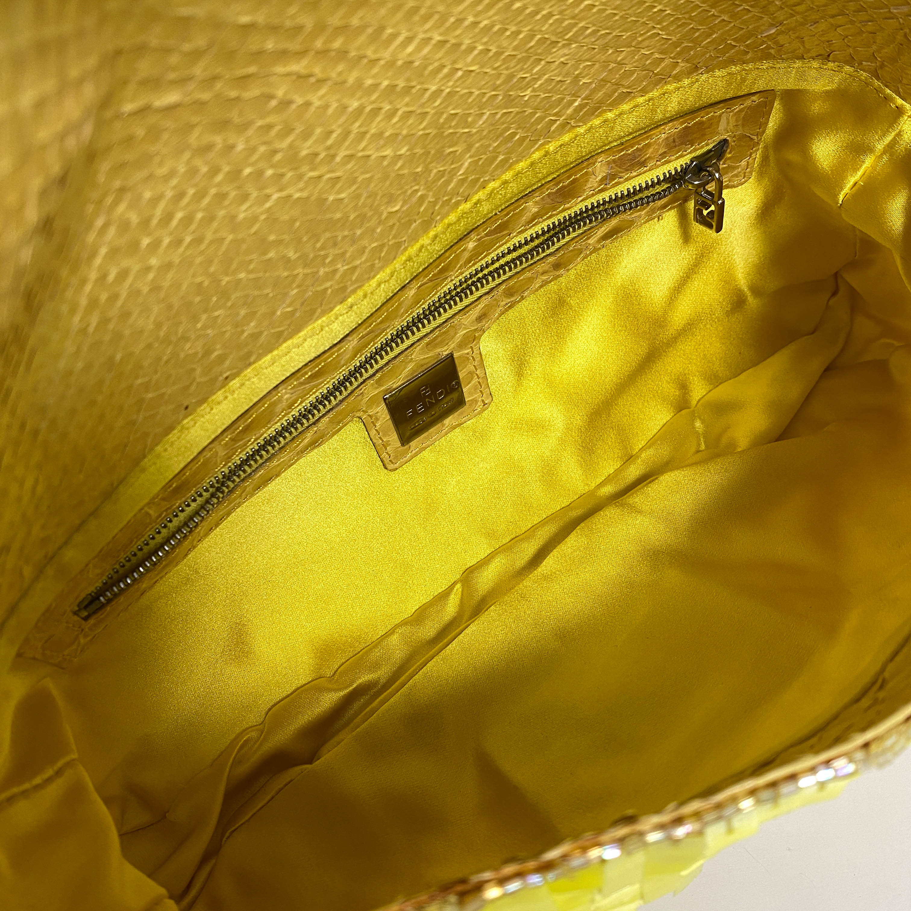 Yellow Sequin Baguette Shoulder Bag