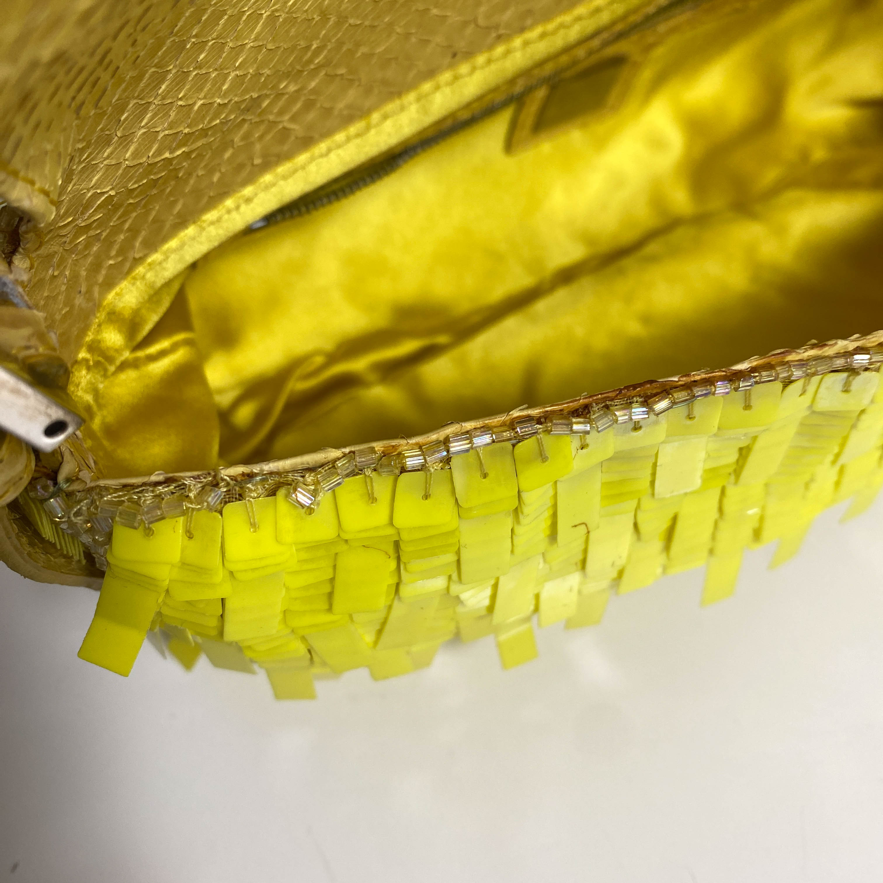 Yellow Sequin Baguette Shoulder Bag
