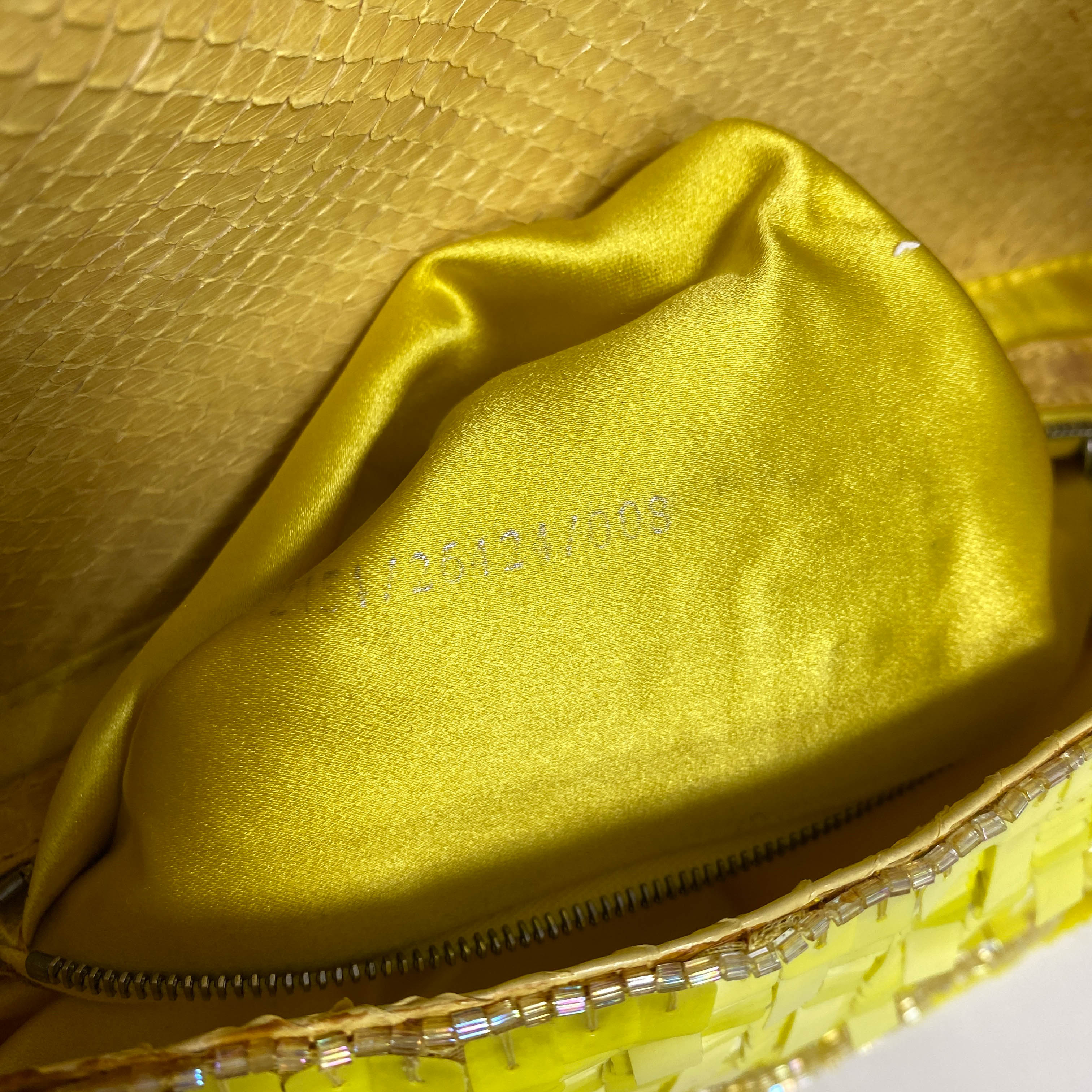 Yellow Sequin Baguette Shoulder Bag