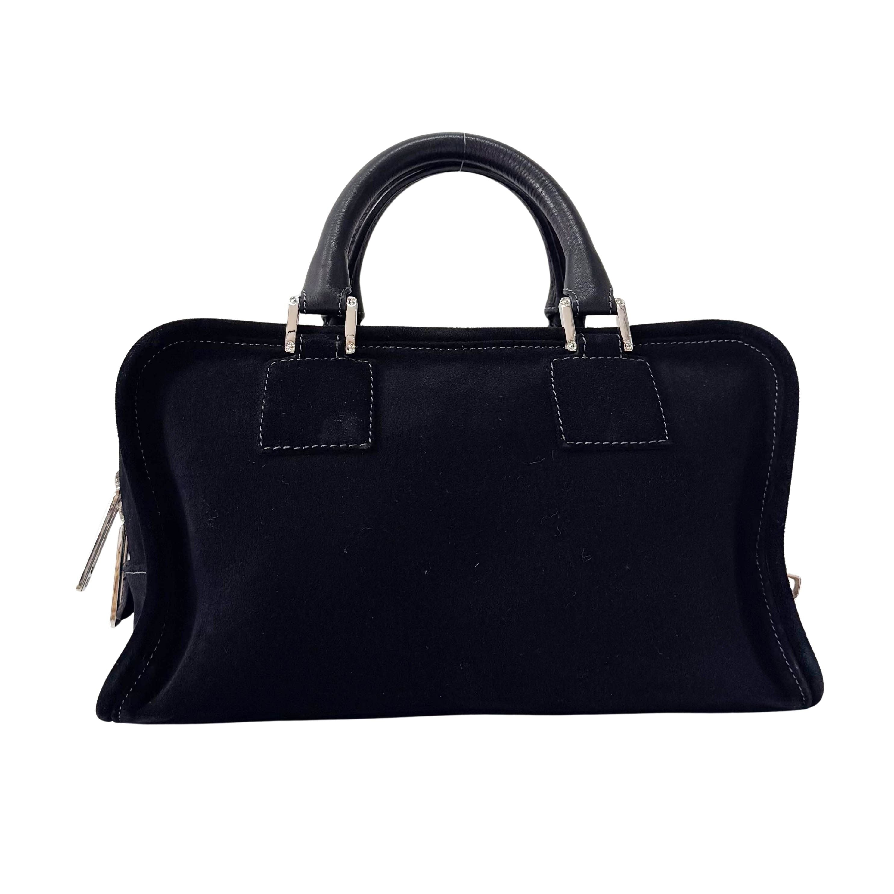 Amazona Black Suede & Beads Handbag