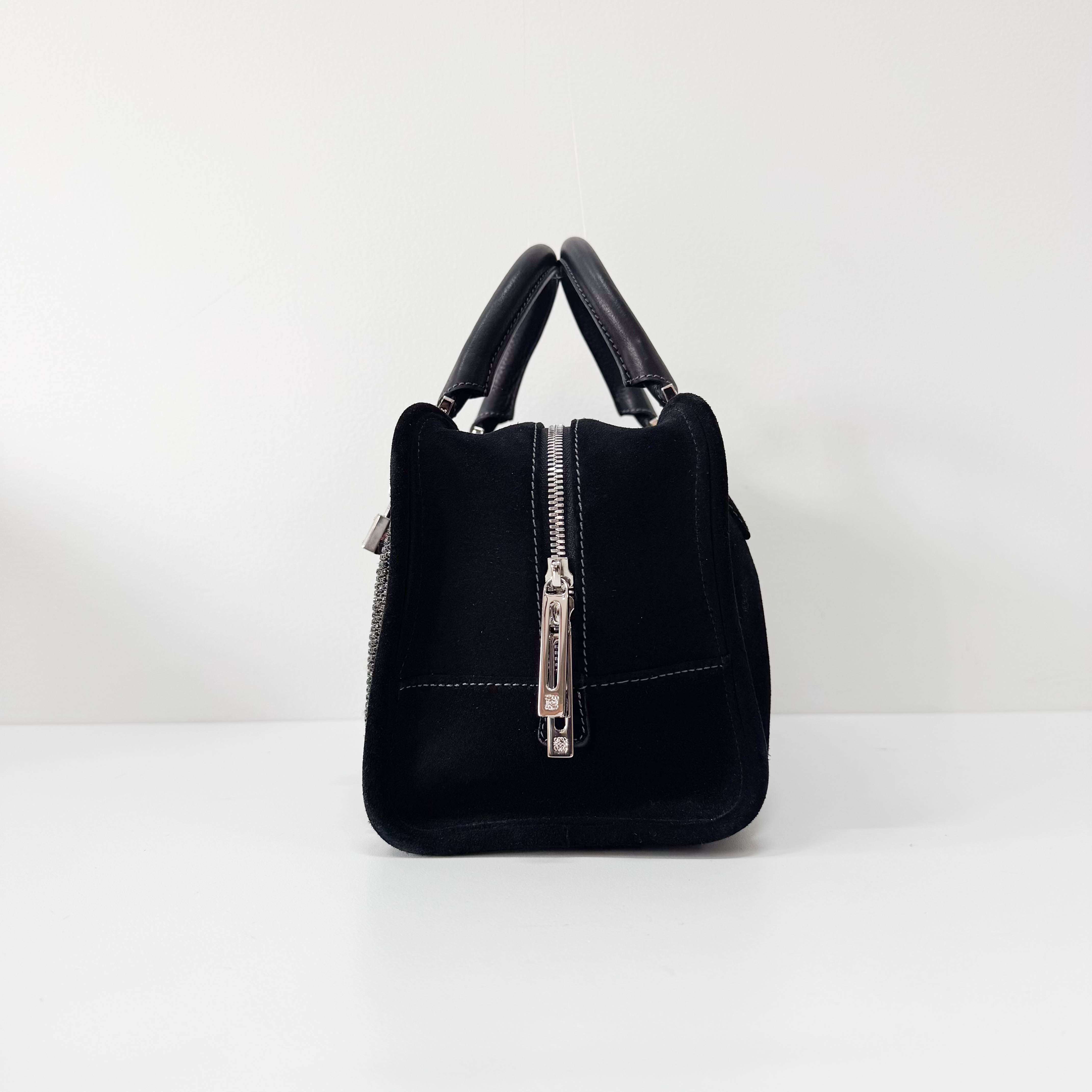 Amazona Black Suede & Beads Handbag