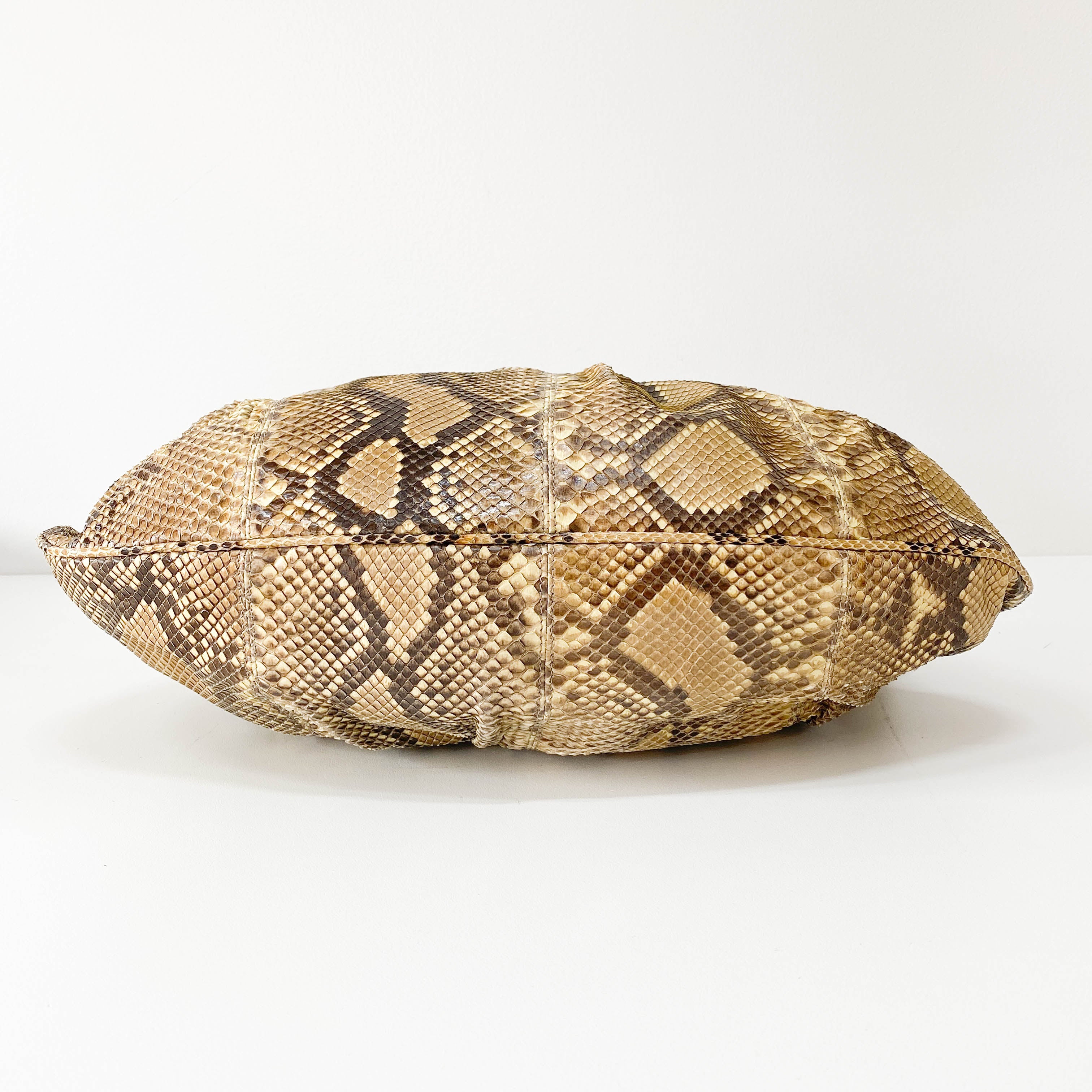 Yellow Python Embossed Leather Shoulder Bag