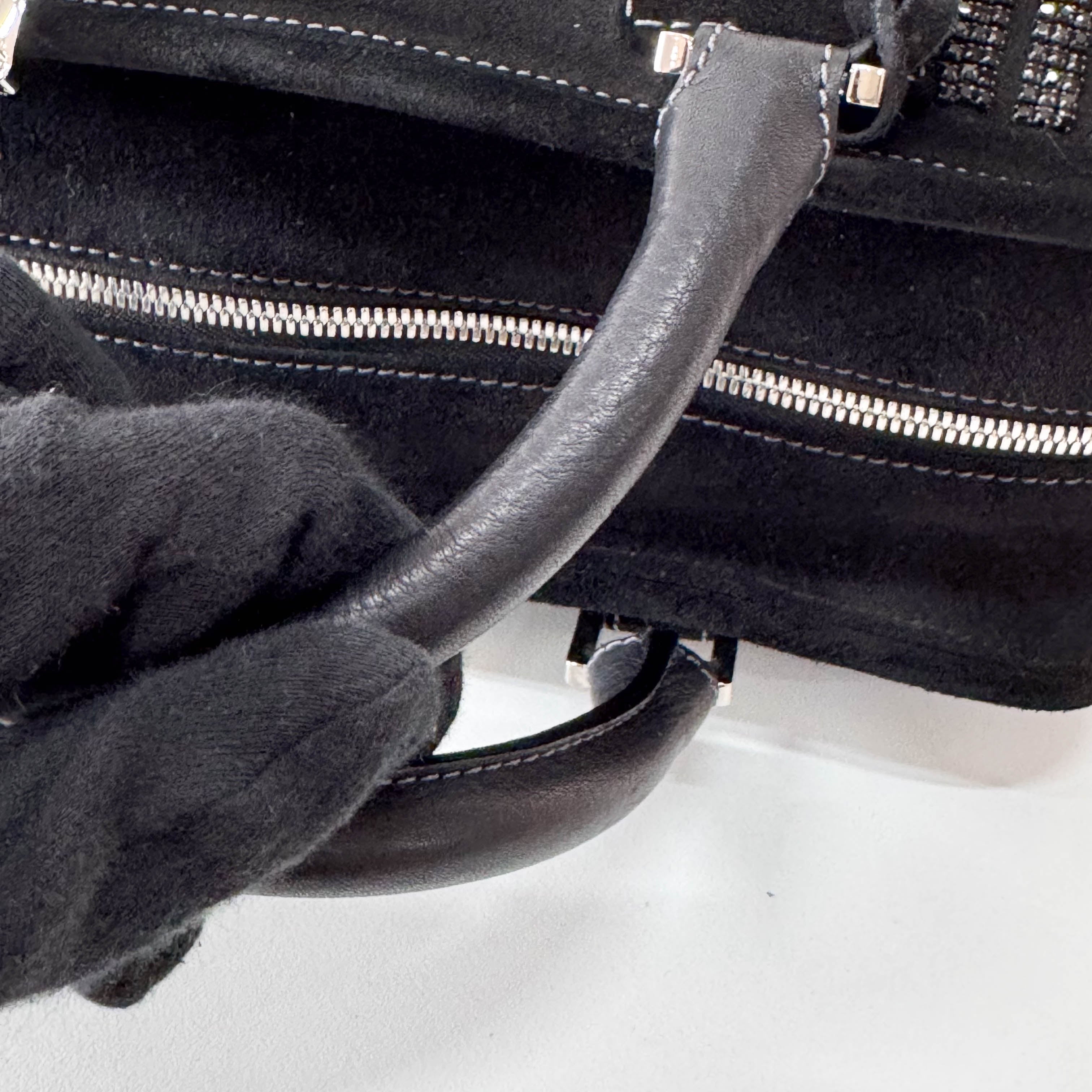 Amazona Black Suede & Beads Handbag